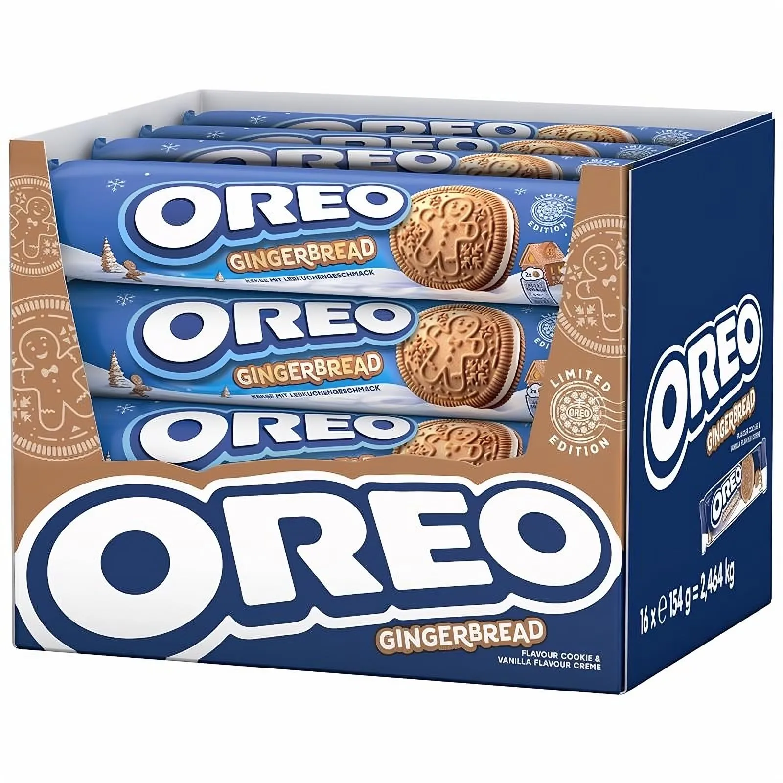 Oreo Gingerbread Navidad: Pack 16 galletas de jengibre con crema de vainilla (154g)