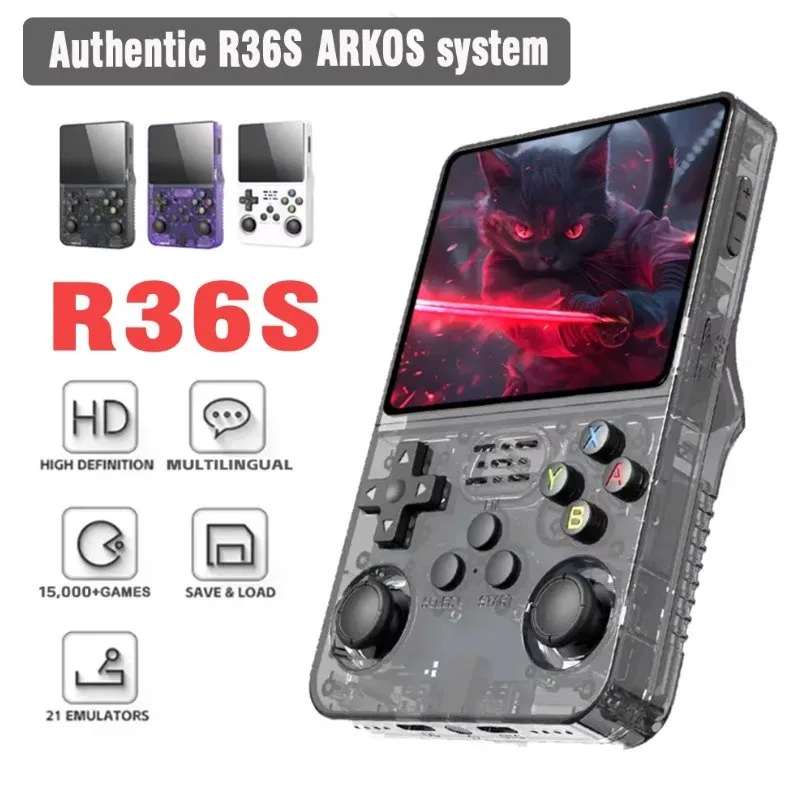 Consola Retro Portátil R36S, Pantalla IPS 3.5", Linux, 64GB, +15000 Juegos