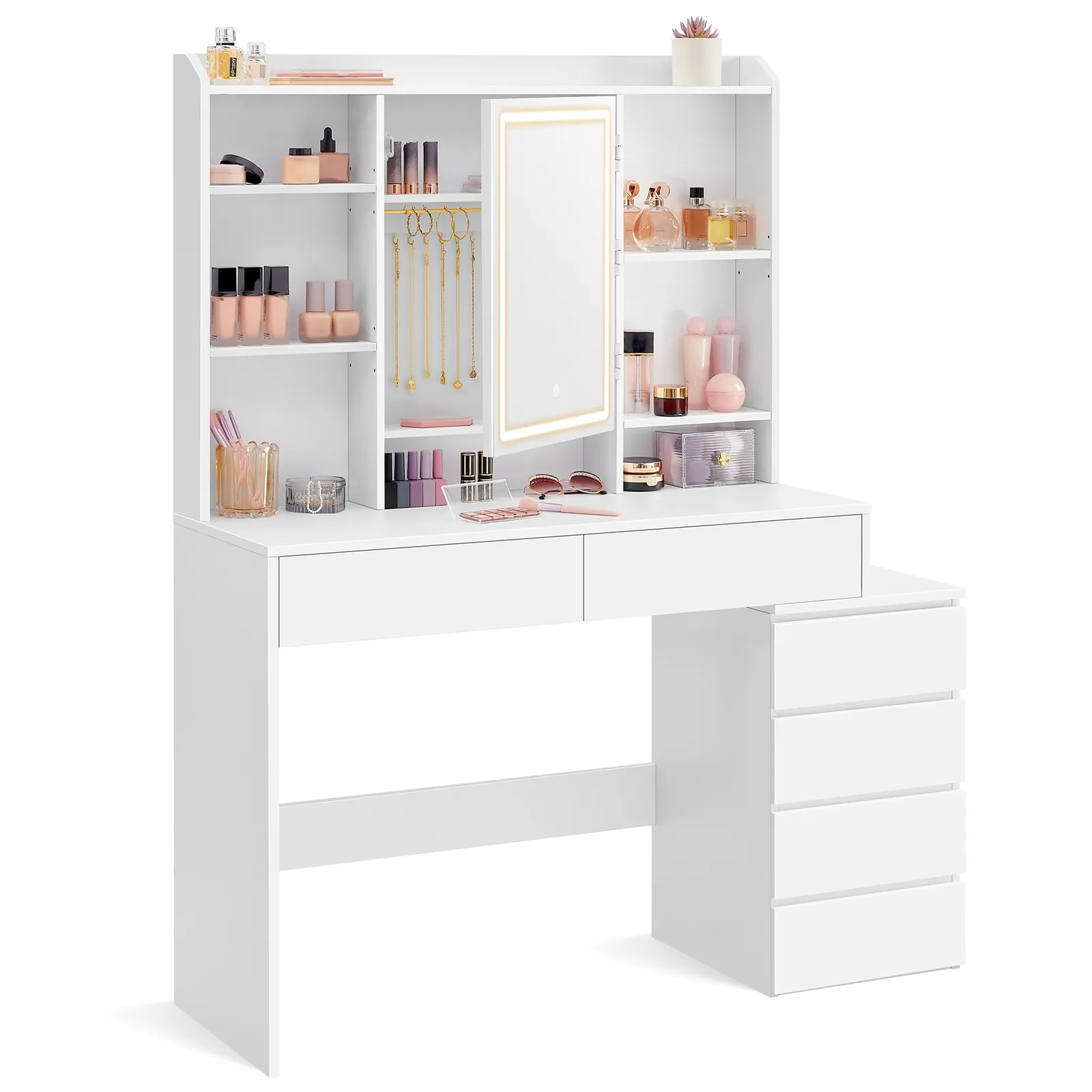 Tocador VASAGLE KAILYN con espejo LED y almacenamiento
