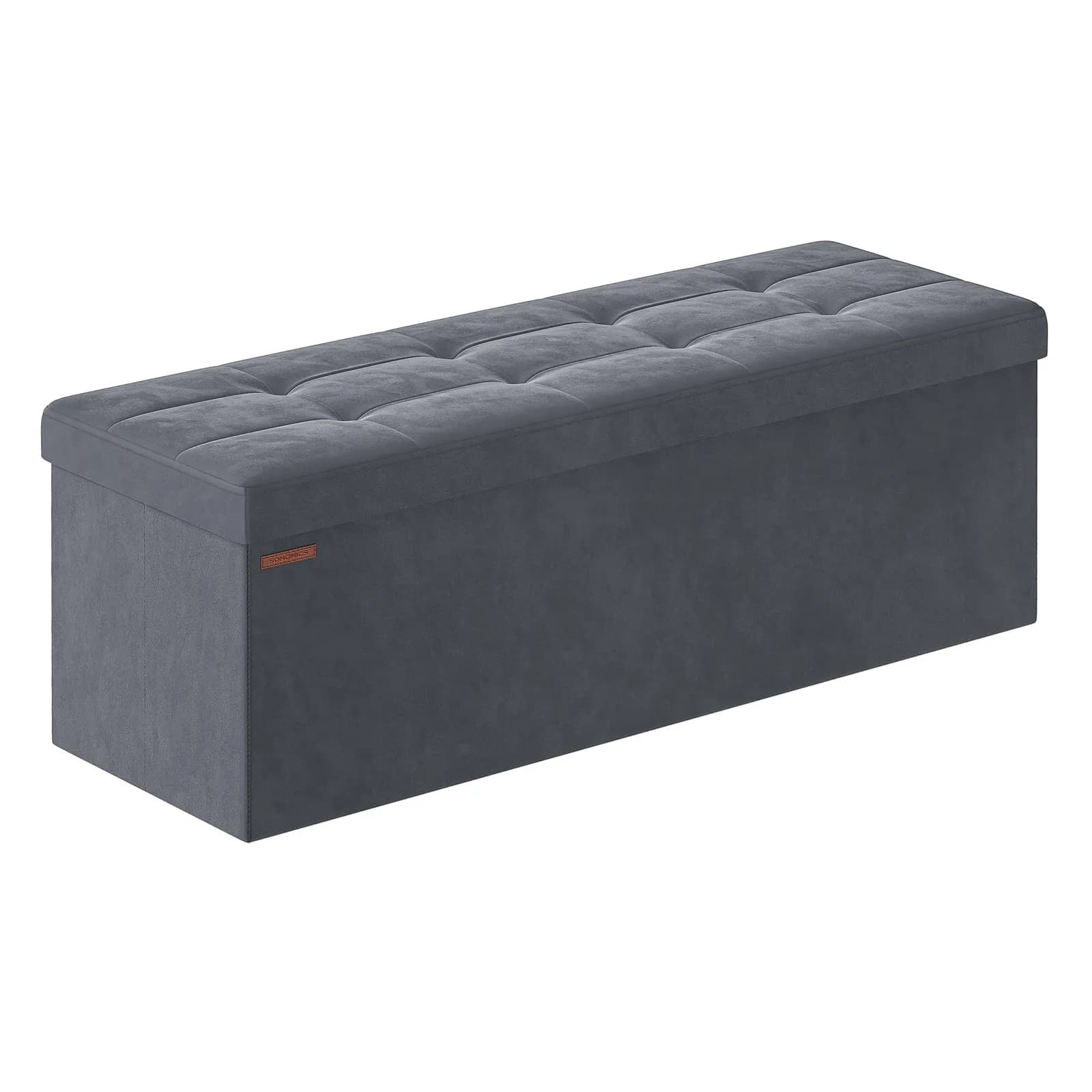 SONGMICS Puff Almacenaje Plegable 38x110x38 cm Gris Pizarra LSF277G01