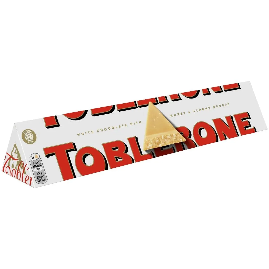 Toblerone Chocolate Blanco Suizo 360g con Miel y Turrón de Almendras