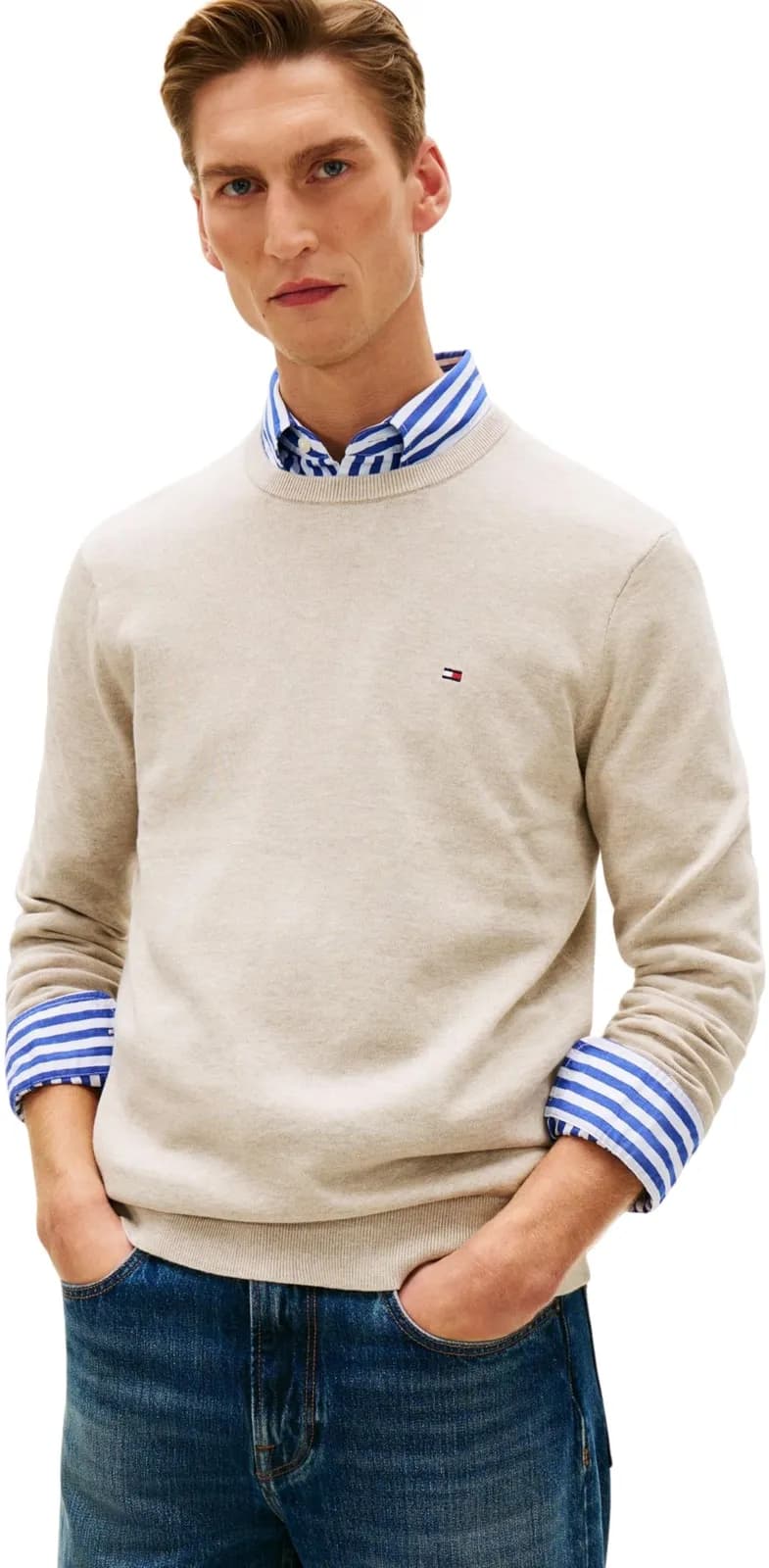 Jersey Tommy Hilfiger Essential Ssnl Cotton Crew Neck Mw0Mw39999 Caqui (varias tallas)