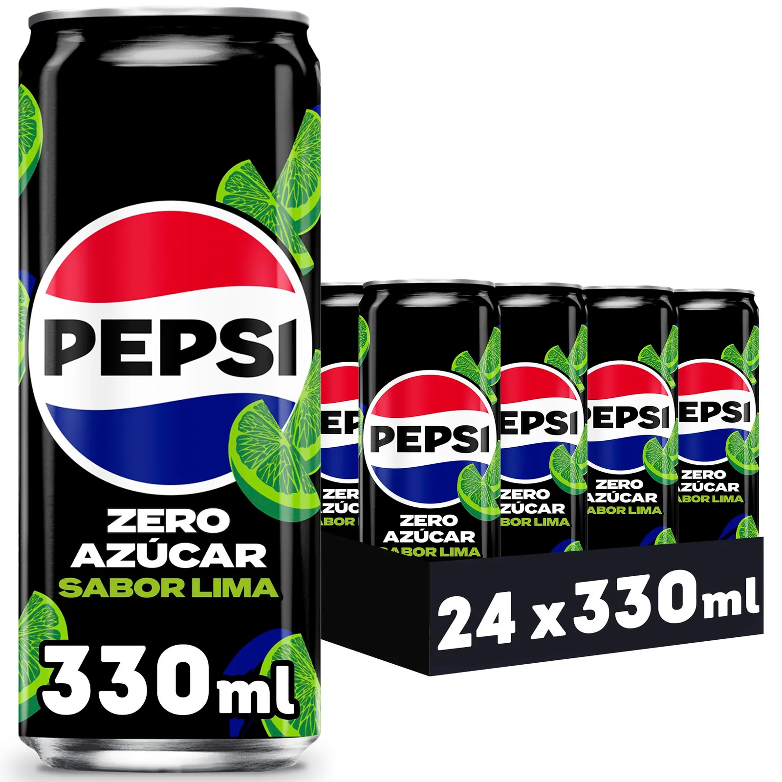 Pack 24 latas Pepsi Max Lima Zero Azúcar 330ml