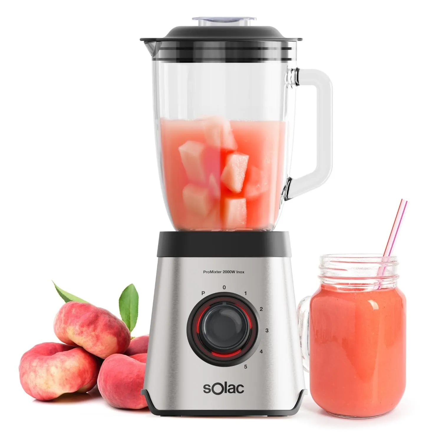Batidora de vaso Solac Promixter 2000W, 1.75L vidrio, 5 vel + PULSE, 6 cuchillas acero