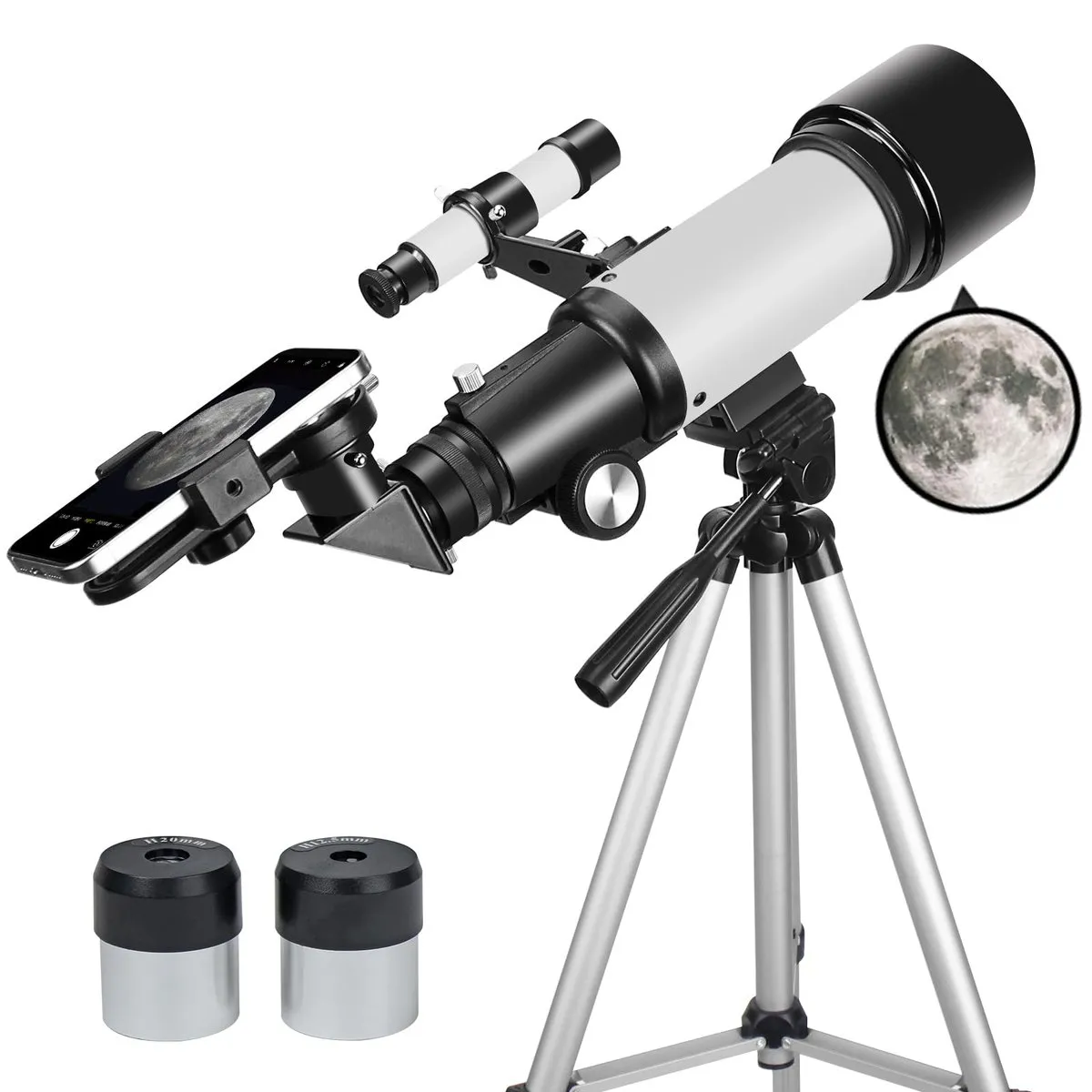 Telescopio Refractor 70mm 400mm AZ con Trípode y Adaptador Smartphone (Varios Colores)
