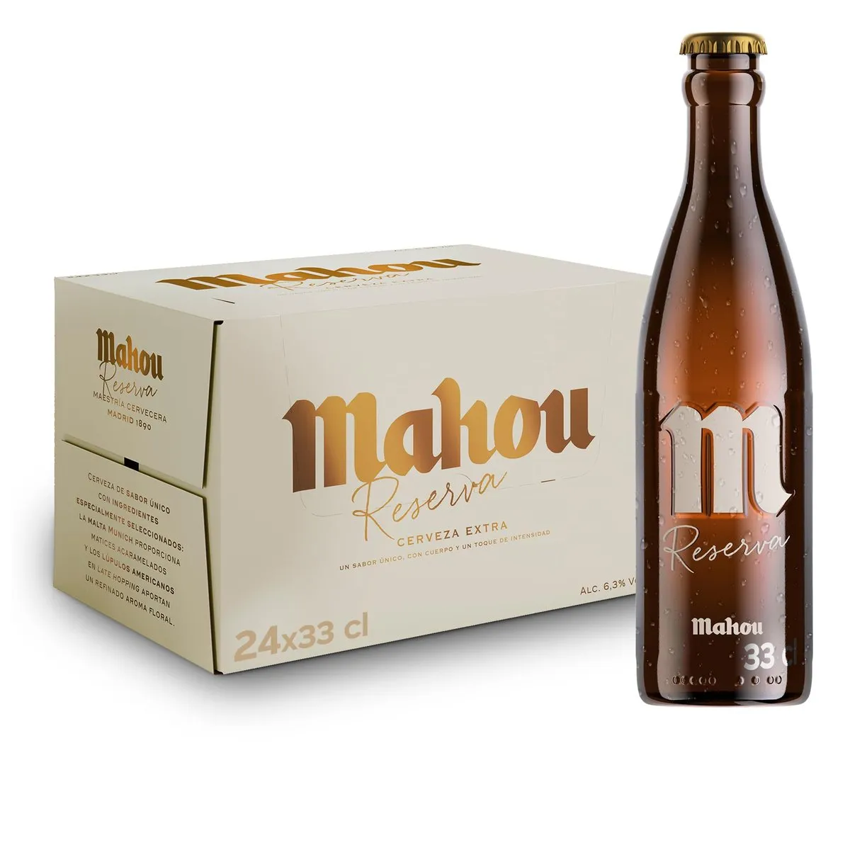 Pack 24 Botellas Cerveza Mahou Cinco Estrellas Reserva Especial 33 cl