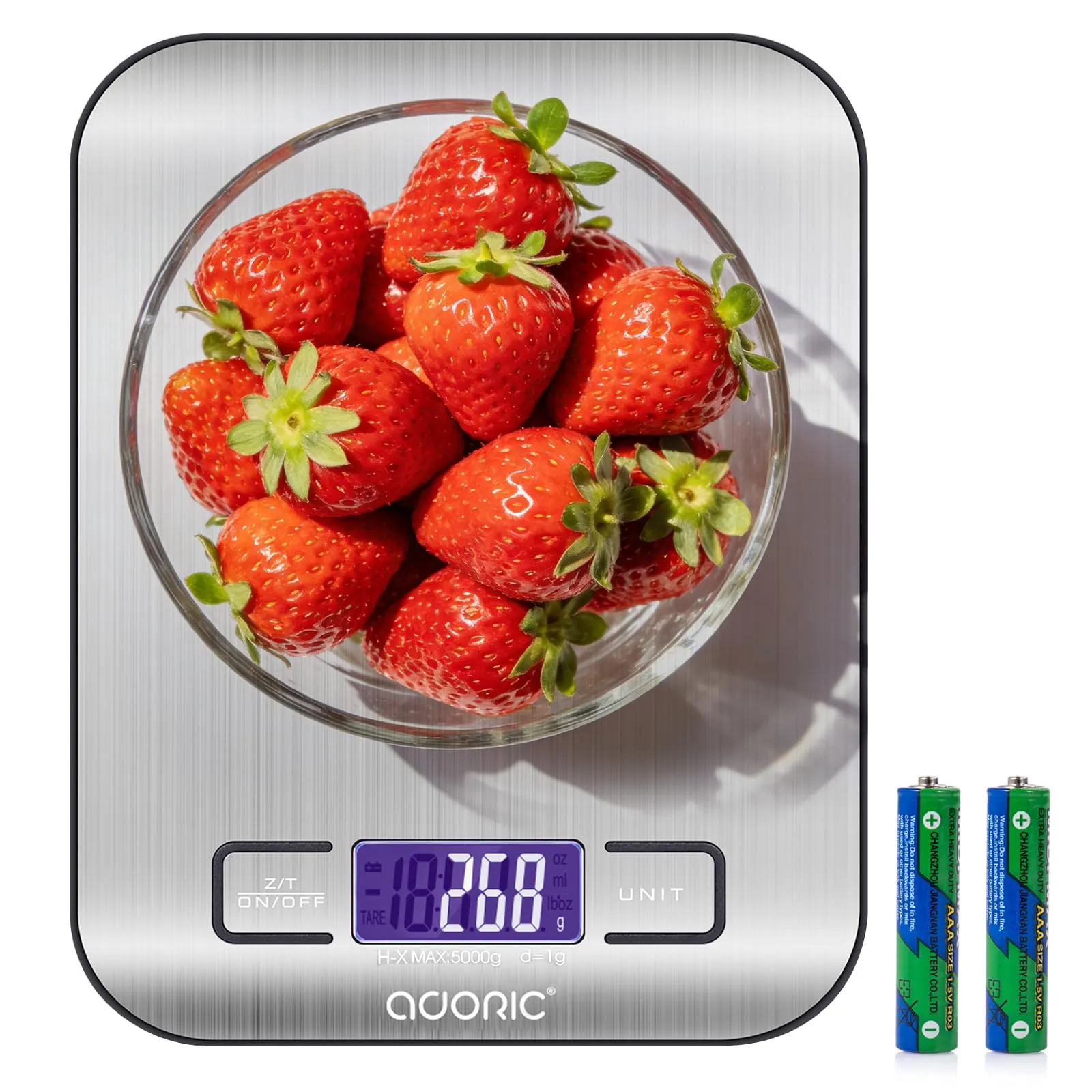 Adoric Báscula Cocina Digital 5kg Acero Inoxidable