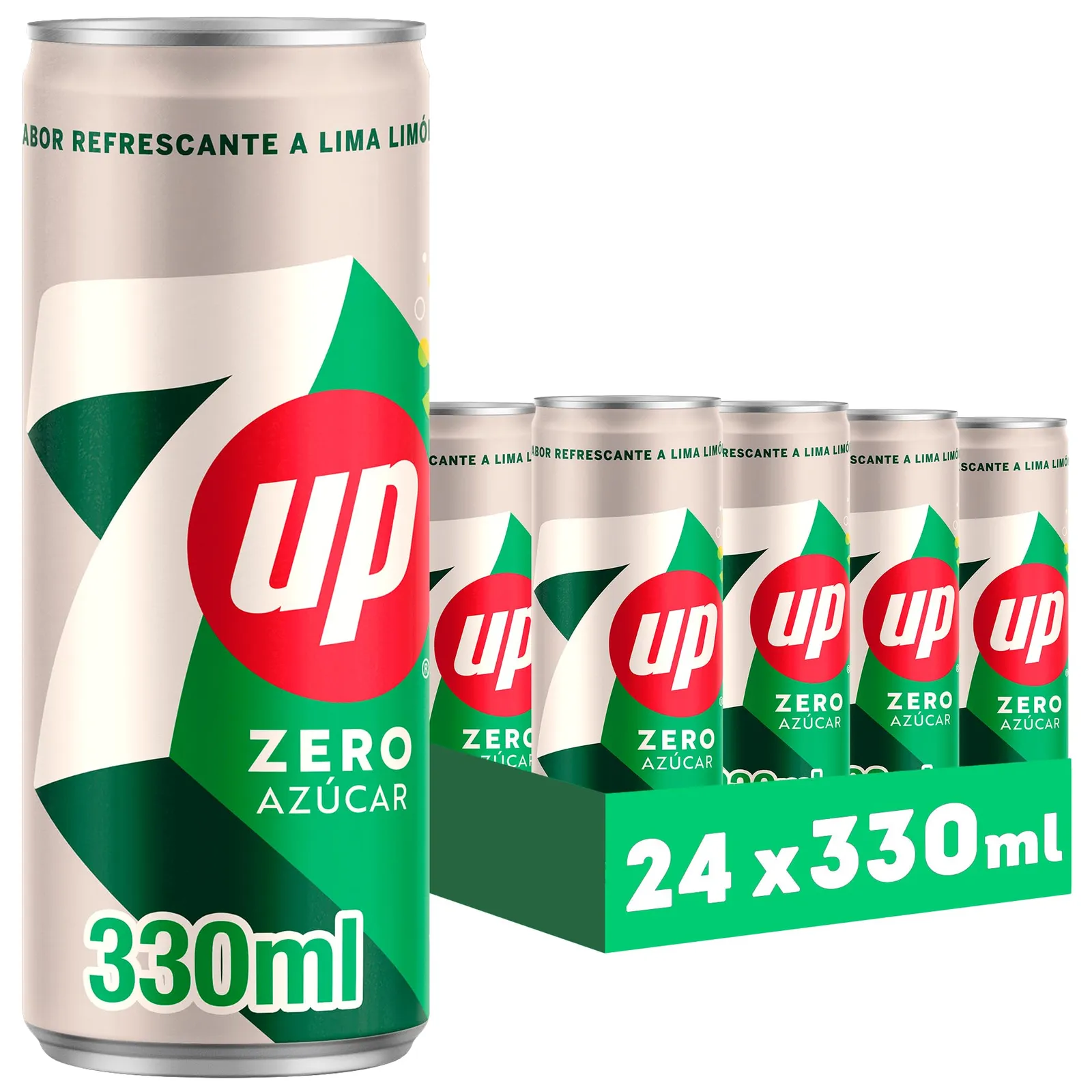 Pack 24 latas 330 ml 7 UP Zero Lima Limón sin azúcar