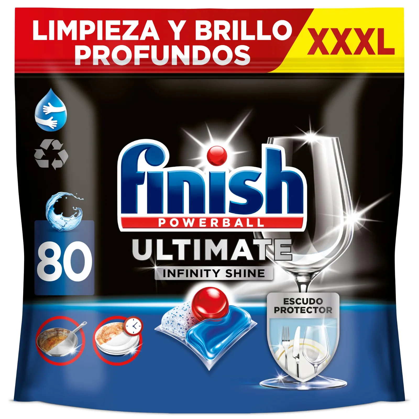 Pastillas lavavajillas Finish Powerball Ultimate Infinity Shine 80 unidades