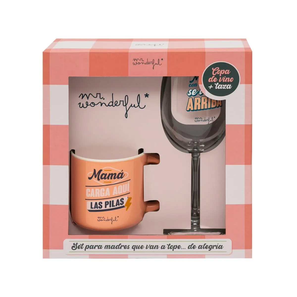 Mr. Wonderful Set: Copa de vino y taza para madres