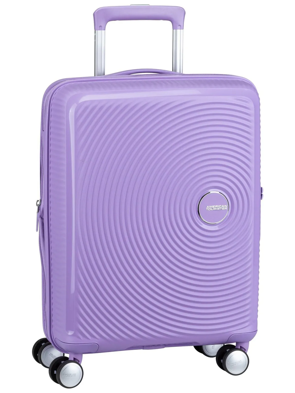 Maleta de cabina American Tourister Soundbox de 55 cm, expandible, en color morado