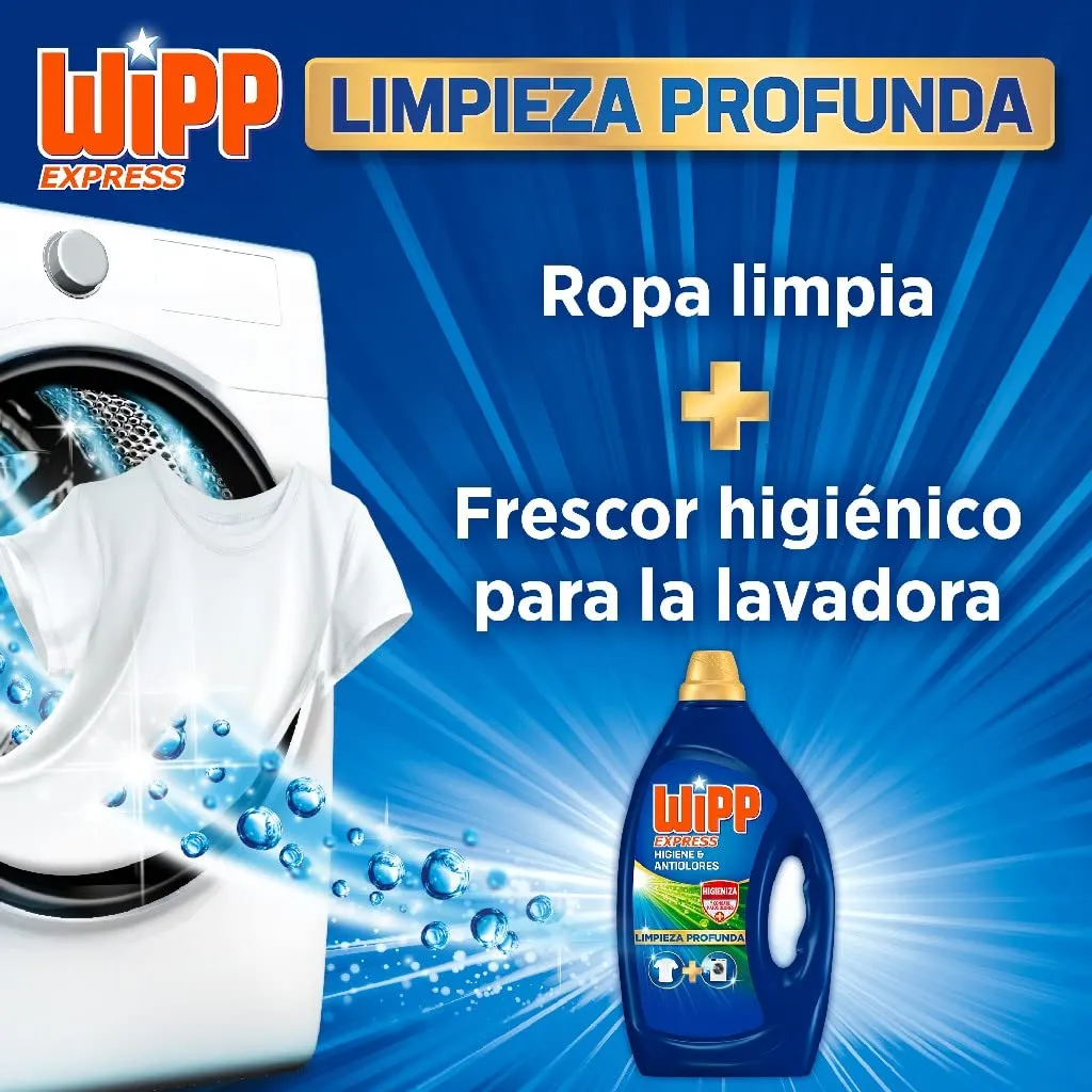 Pack 2x Detergente Líquido Wipp Express Antiolores 55 Lavados