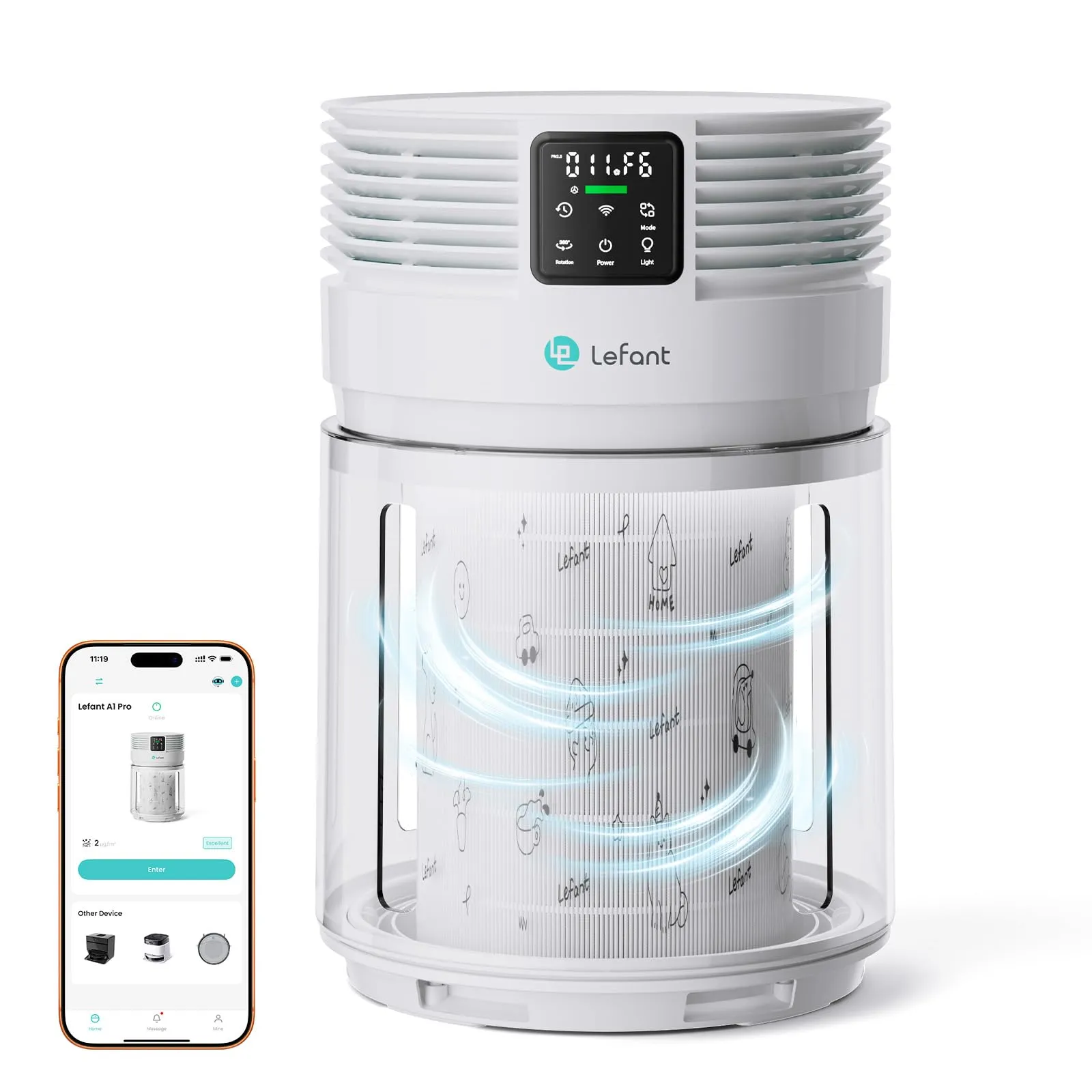 Purificador de Aire Lefant A1 Pro con Filtro HEPA
