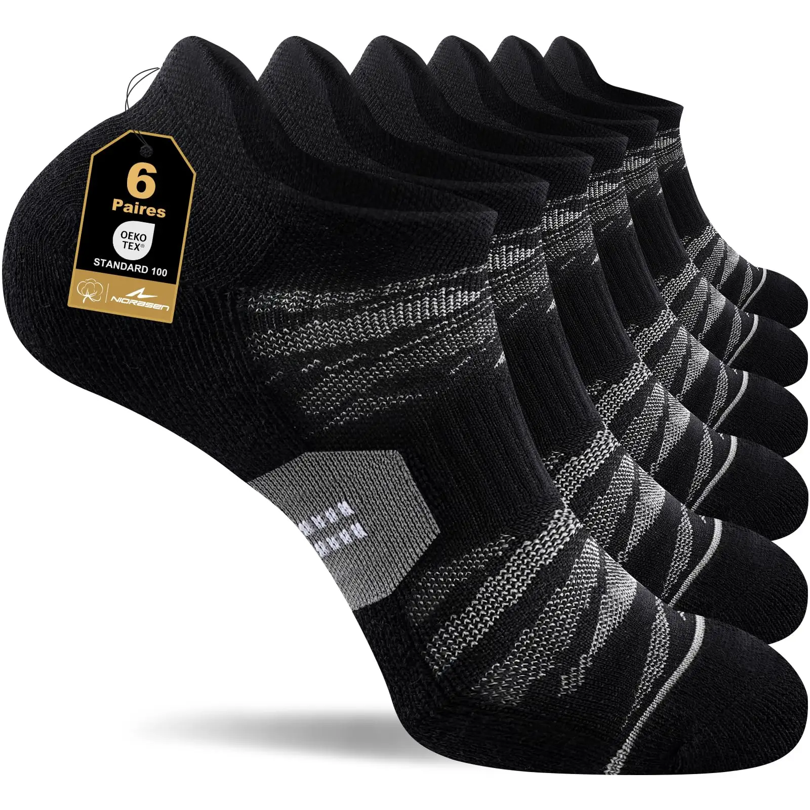 Pack 6 pares calcetines deportivos unisex acolchados y transpirables