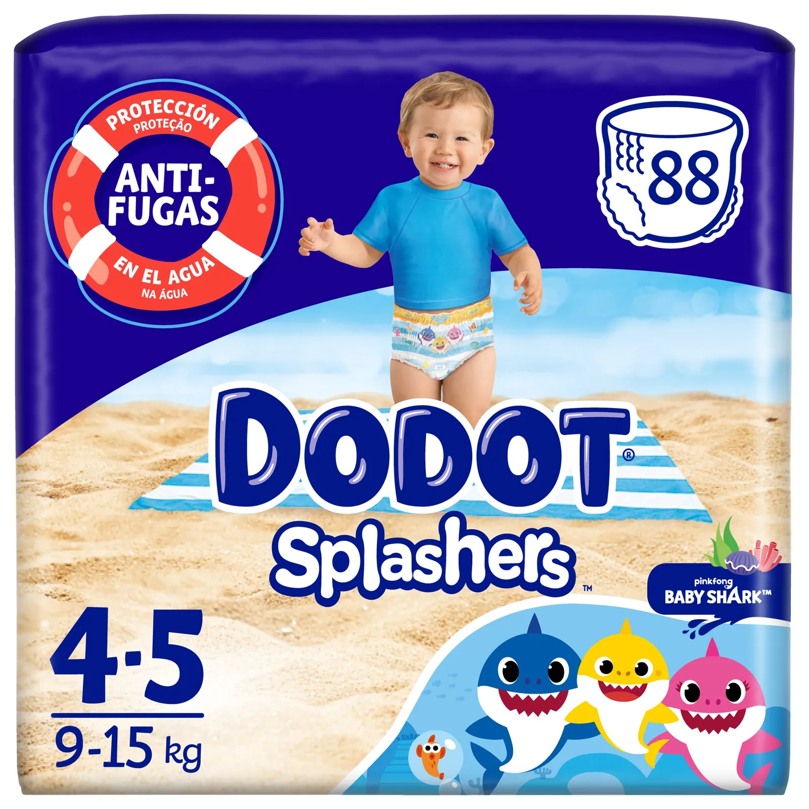 Pack 176 Pañales Dodot Splashers Talla 4 (88 uds x 2)