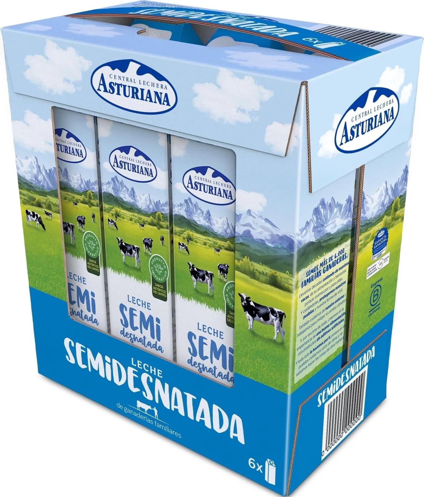 Pack de 6 litros de leche semidesnatada Central Lechera Asturiana