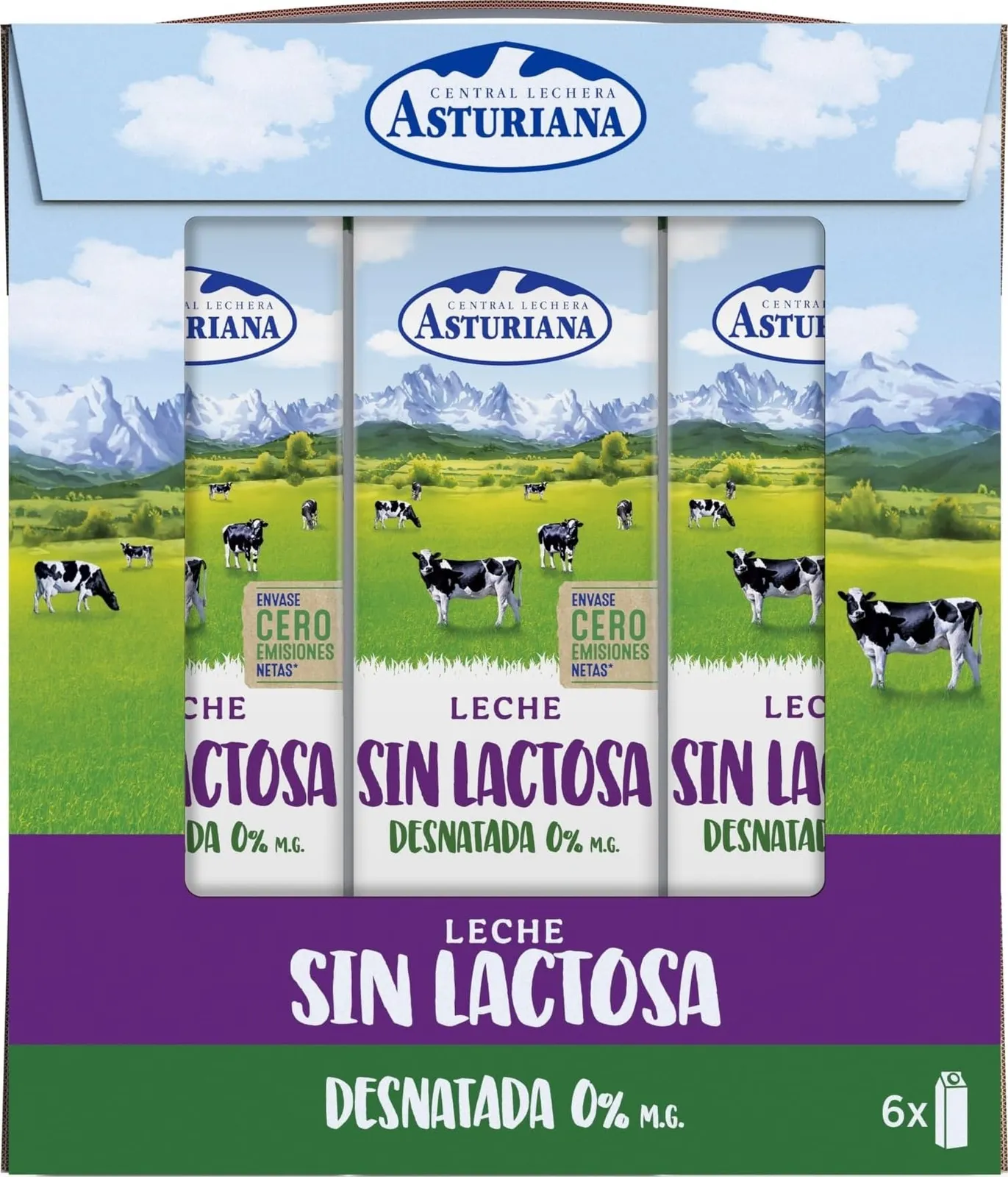 Pack 6x1L Leche CLA Sin Lactosa Desnatada 0%