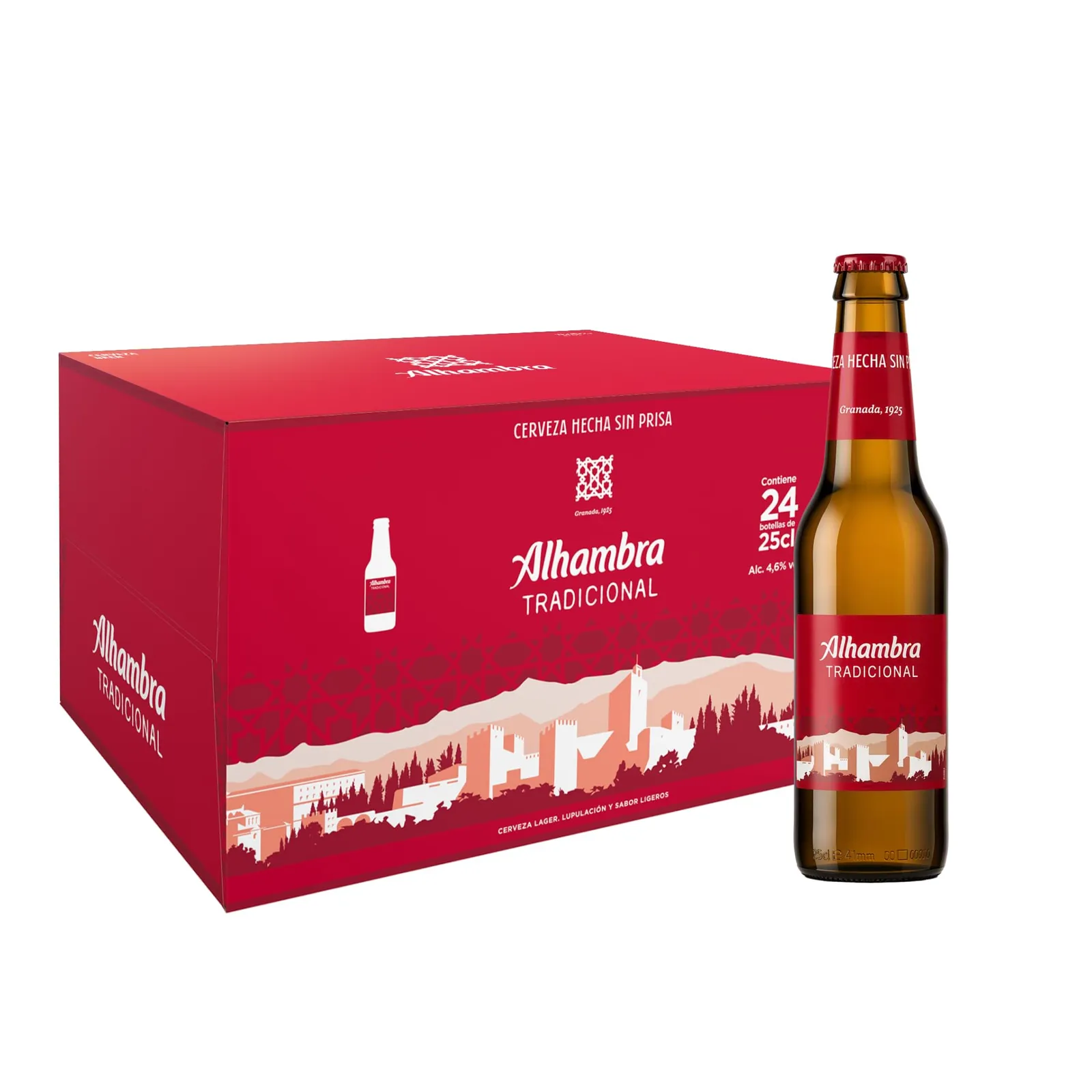 Pack 48 Botellines Cerveza Alhambra Tradicional 25cl