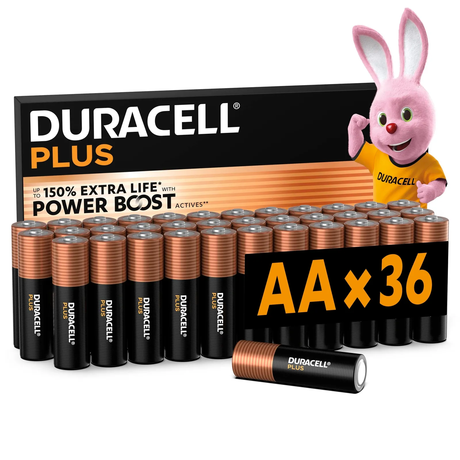 DURACELL Plus Pilas AA Alcalinas (Paquete 36), 1.5 V