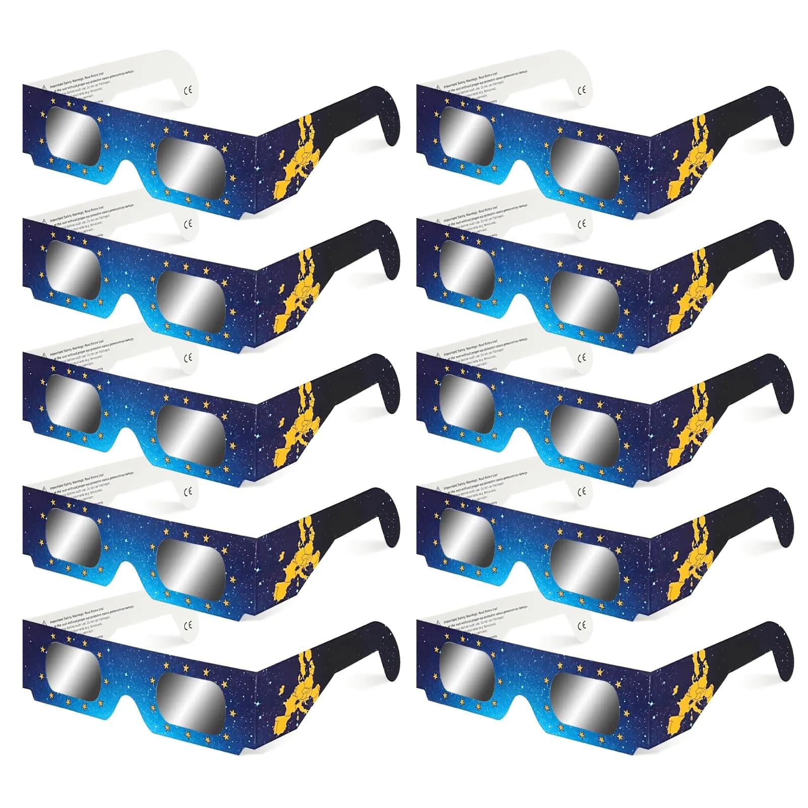 Pack 10 Gafas para Eclipse Solar Certificadas EN ISO 12312-2