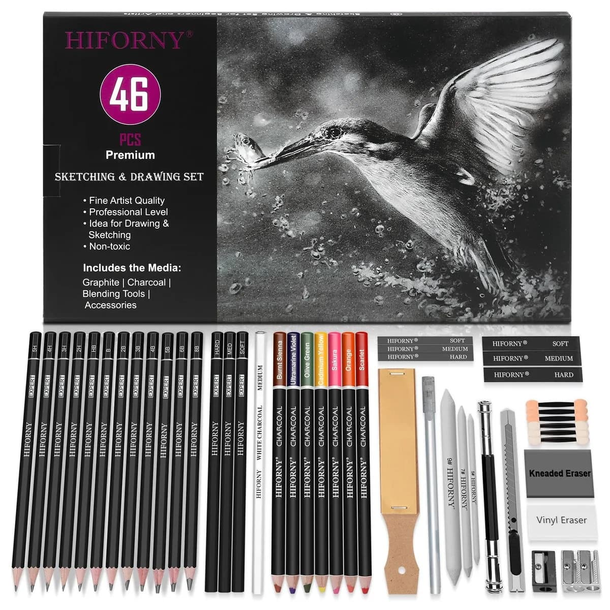Set 46 lápices de dibujo y boceto HIFORNY