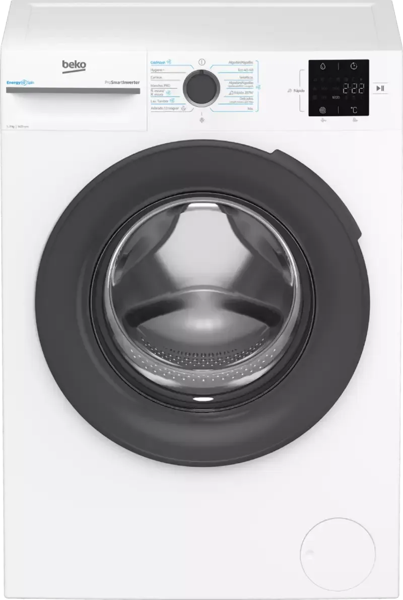 Lavadora Beko Energy Spin de 9 kg con 1400 rpm y 15 programas