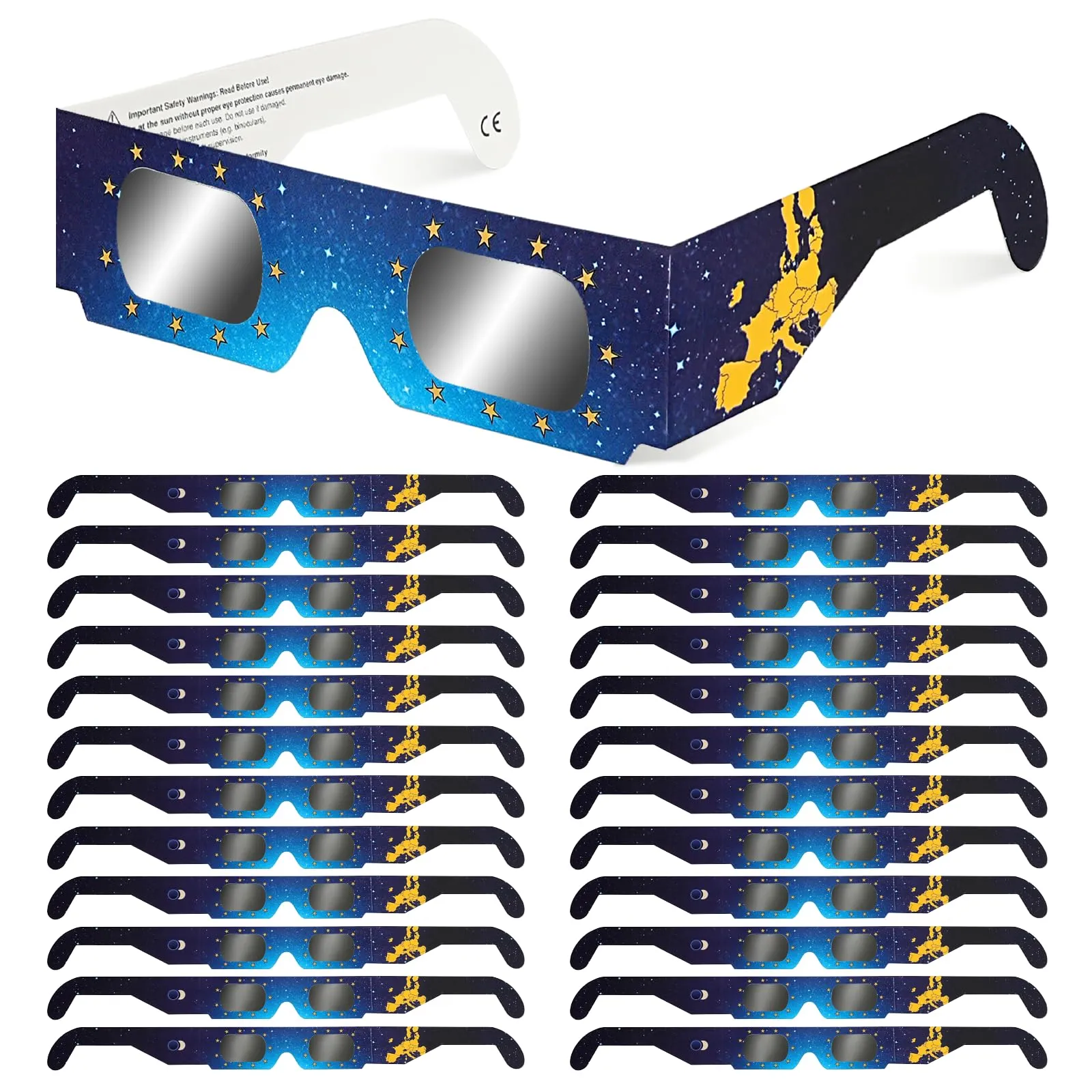 Pack 25 Gafas Eclipse Solar QW-SOZ1 Certificadas EN ISO 12312-2