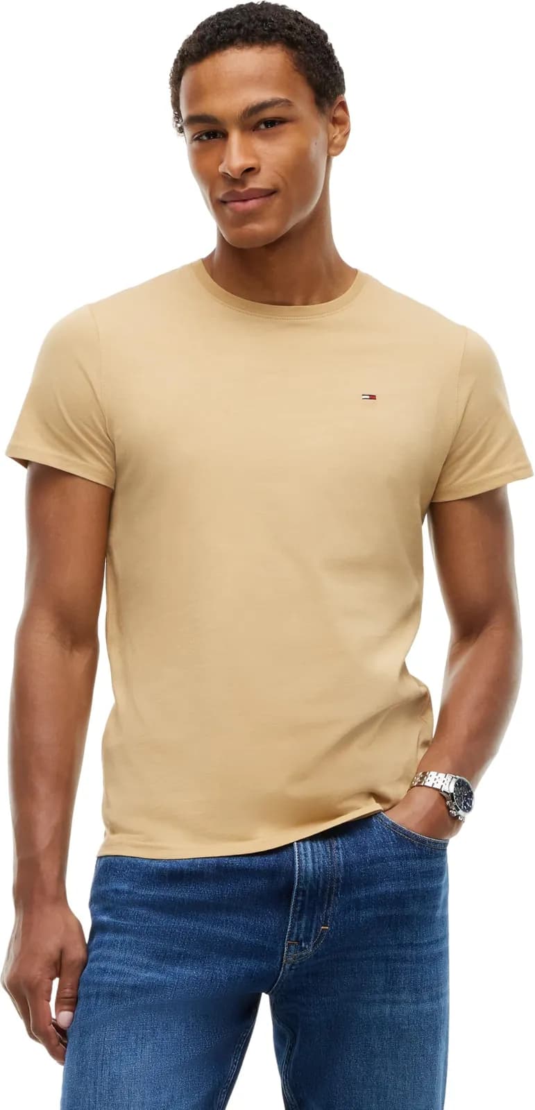 Camiseta Tommy Jeans TJM Original Manga Corta Ajustada Hombre Beige (varias tallas)