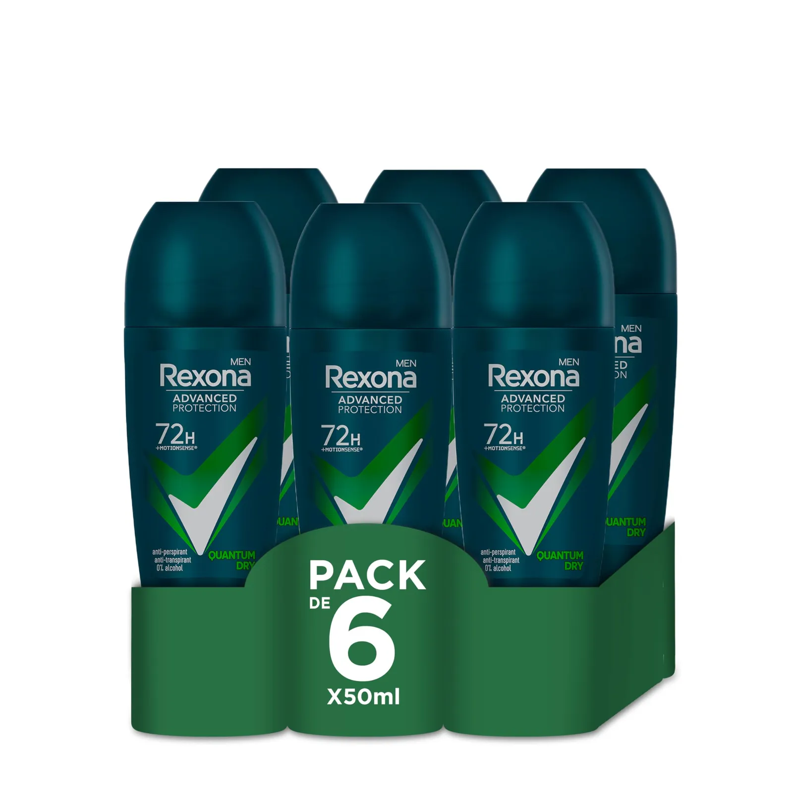 Pack de 6 desodorantes roll-on Rexona Advanced Protection Quantum Dry de 50 ml