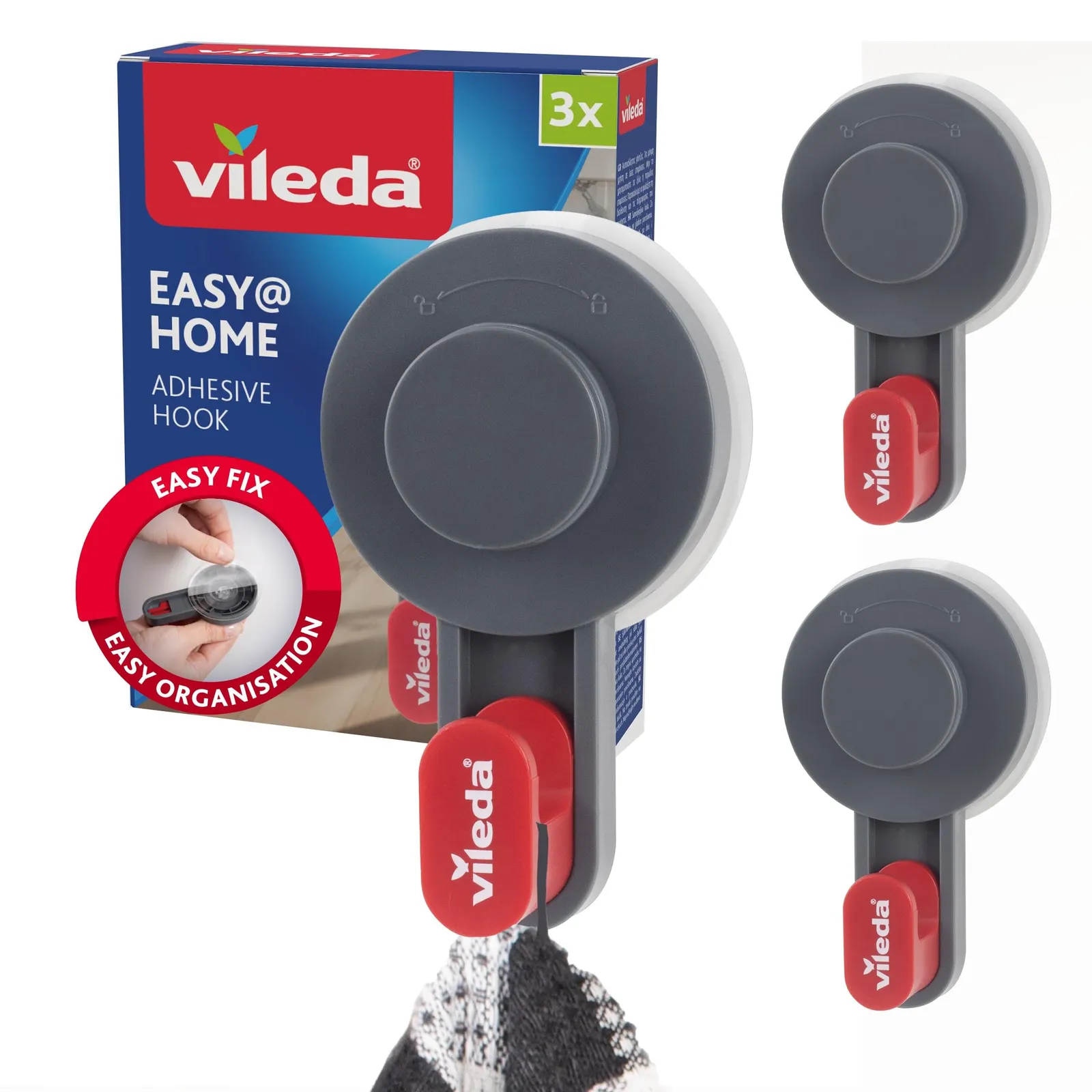 Set de 3 ganchos adhesivos Vileda para organización sin taladros