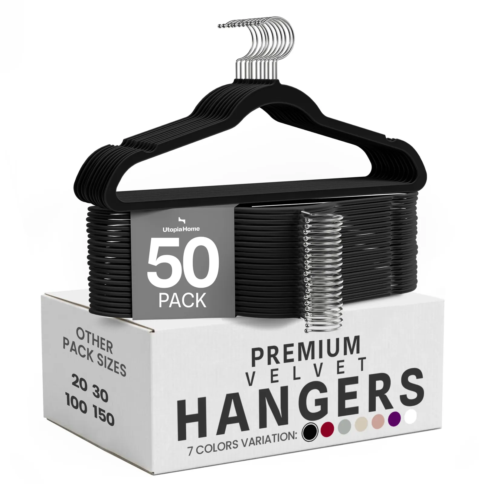 Utopia Home Pack 50 Perchas Antideslizantes de Terciopelo