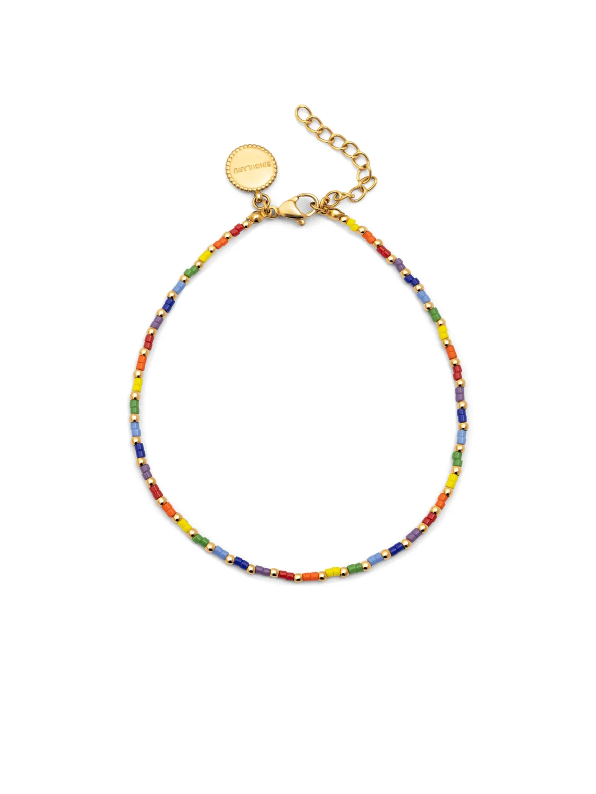 Pulsera tobillera mujer SINGULARU Rainbow acero baño de oro