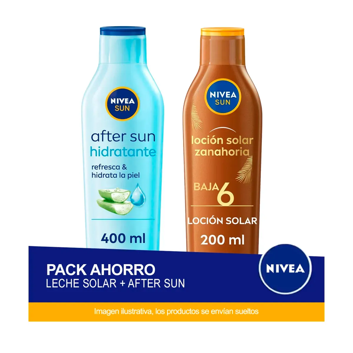 Pack Nivea Sun: Loción Solar SPF6 200ml + Aftersun 400ml