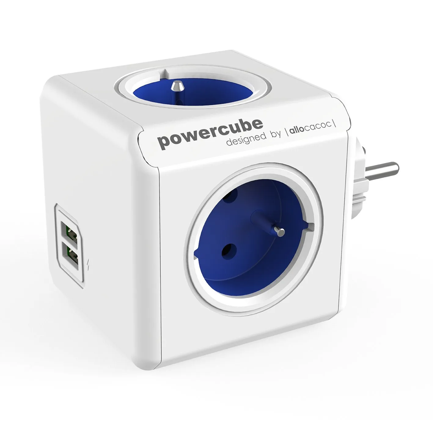 Allocacoc Power Cube Original USB: Regleta Compacta con 4 Enchufes y 2 Puertos USB