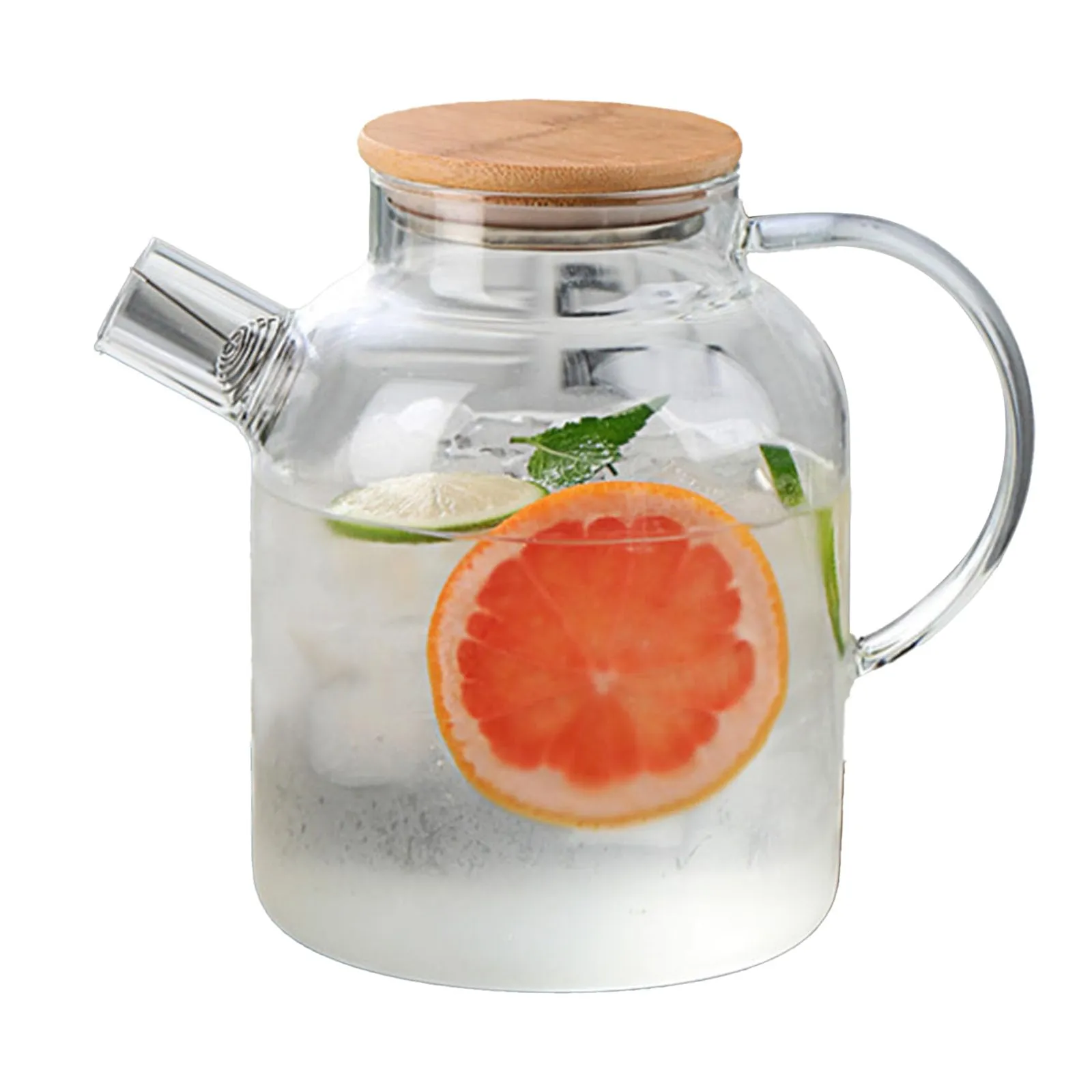 TOPINCN Jarra de Vidrio 1,8L con Tapa de Bambú