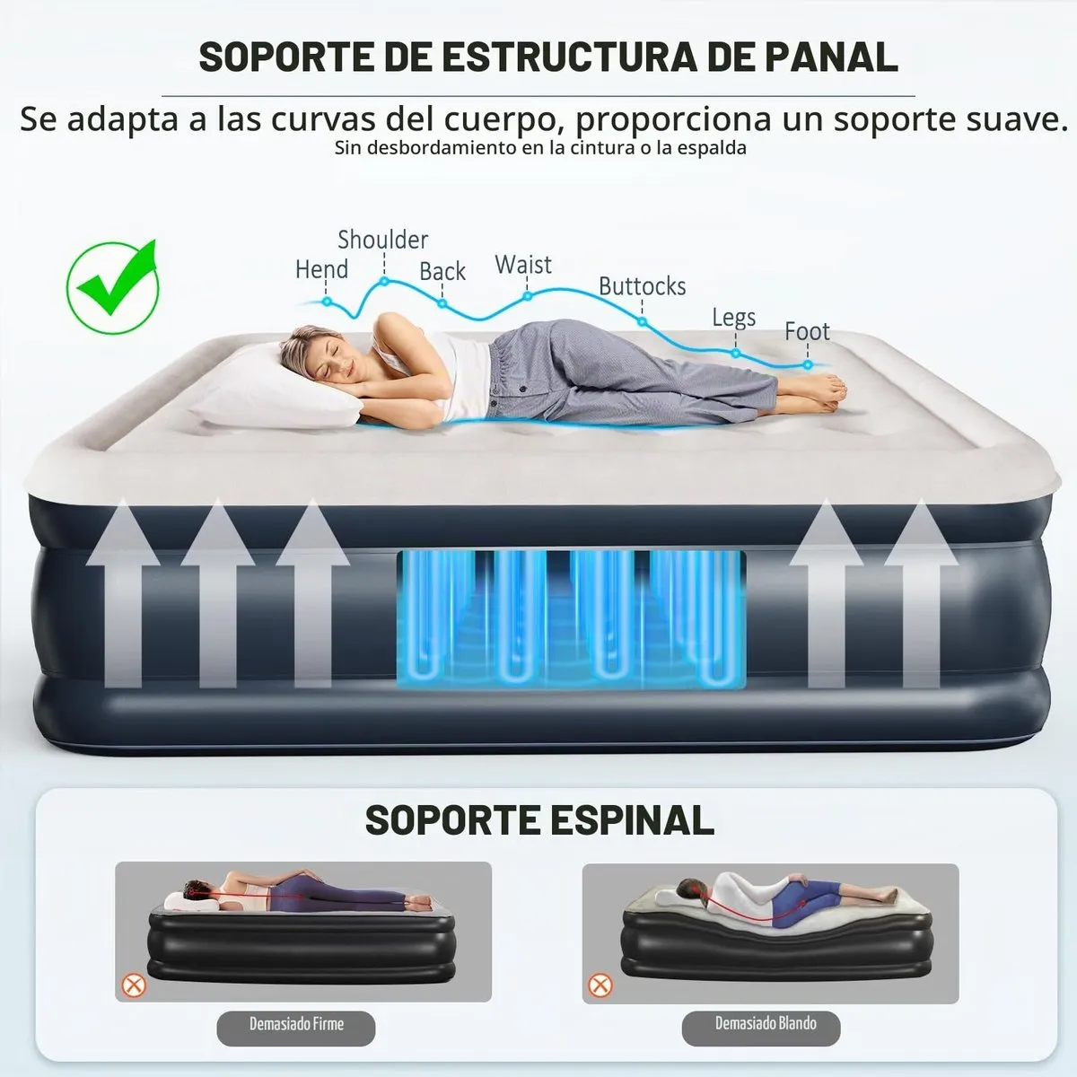 Colchón Hinchable Matrimonio 195x137x46cm con Bomba Eléctrica Integrada