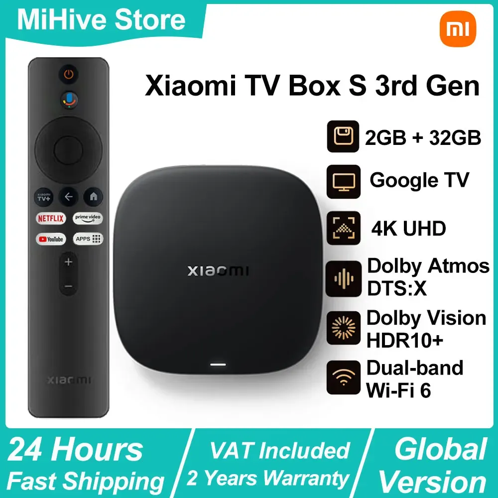 Xiaomi TV Box S 3ª Gen: Google TV, 4K UHD, Wi-Fi 6, 2GB+32GB