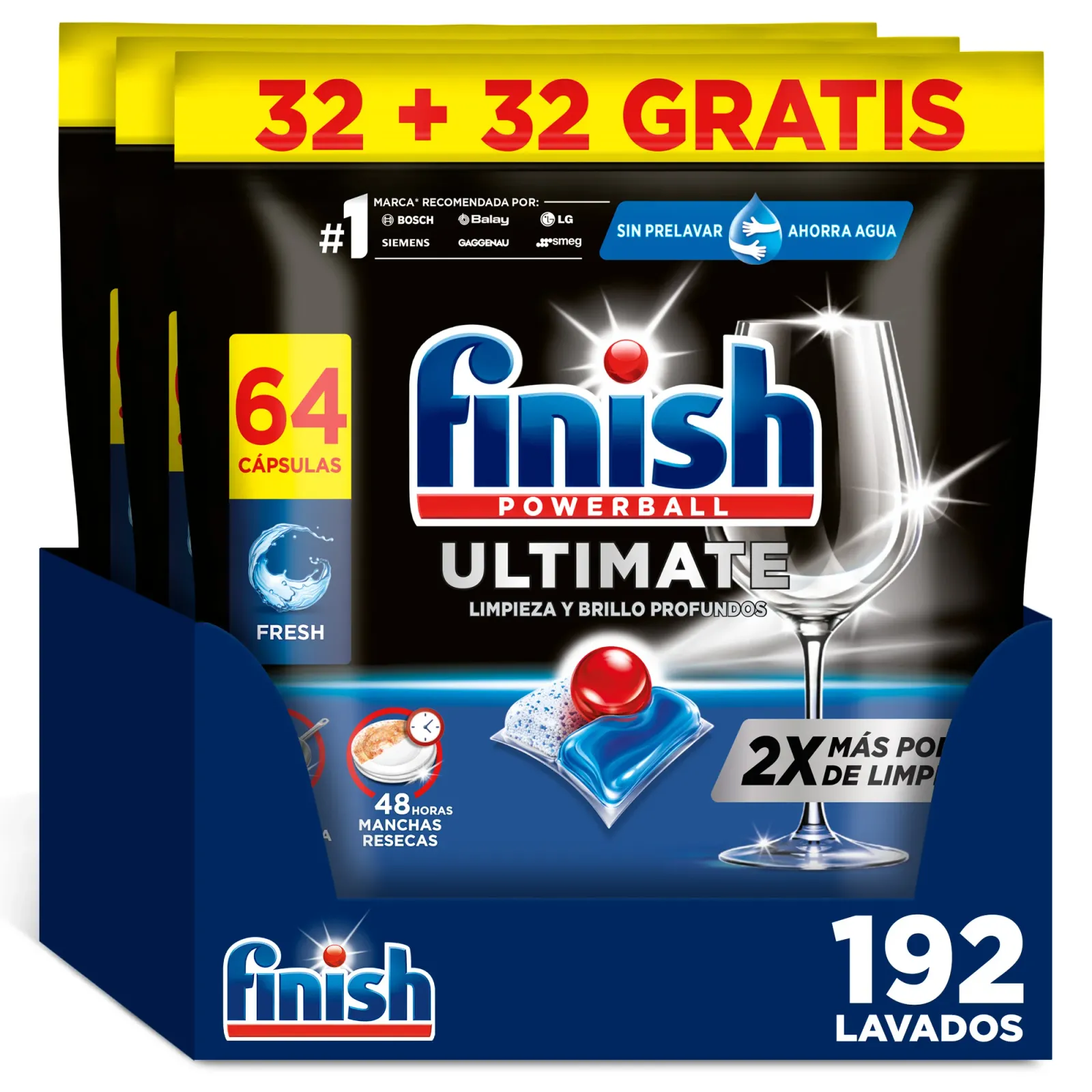 192 Pastillas Finish Powerball Ultimate para Lavavajillas