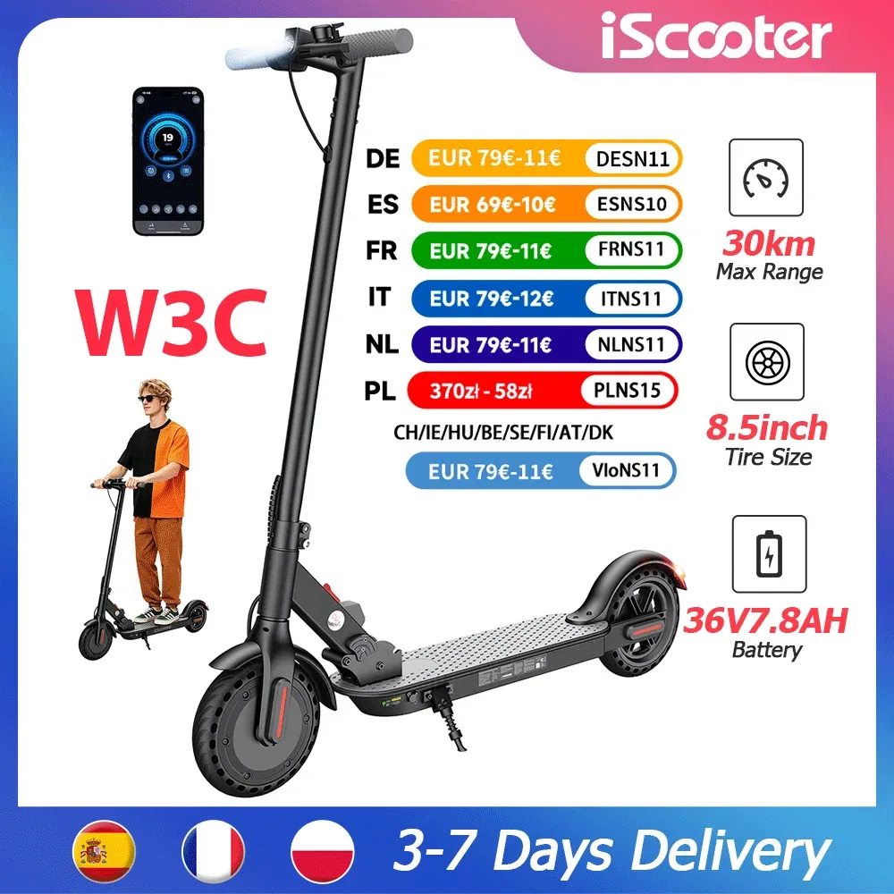Patinete eléctrico iScooter i9 350W 7.5Ah 30km/h