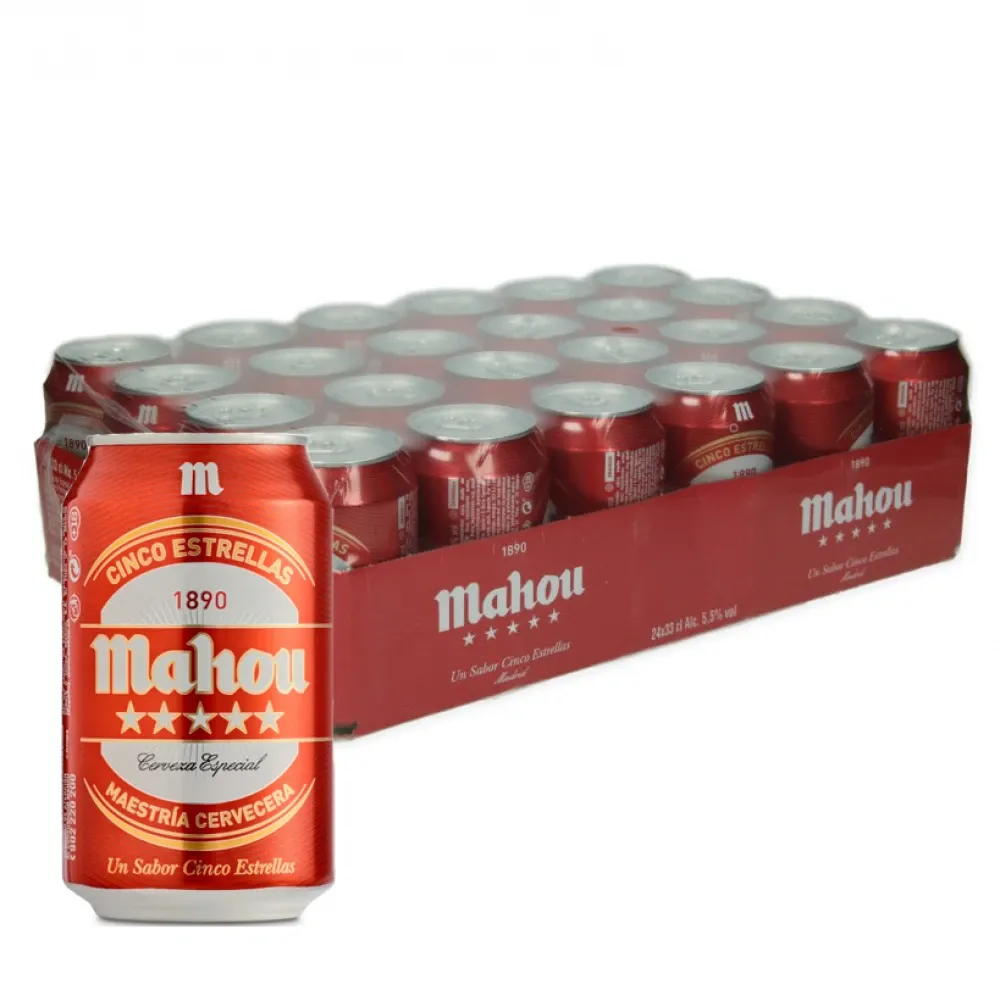 Pack 24 Latas Cerveza Mahou 5 Estrellas Dorada Lager 33cl
