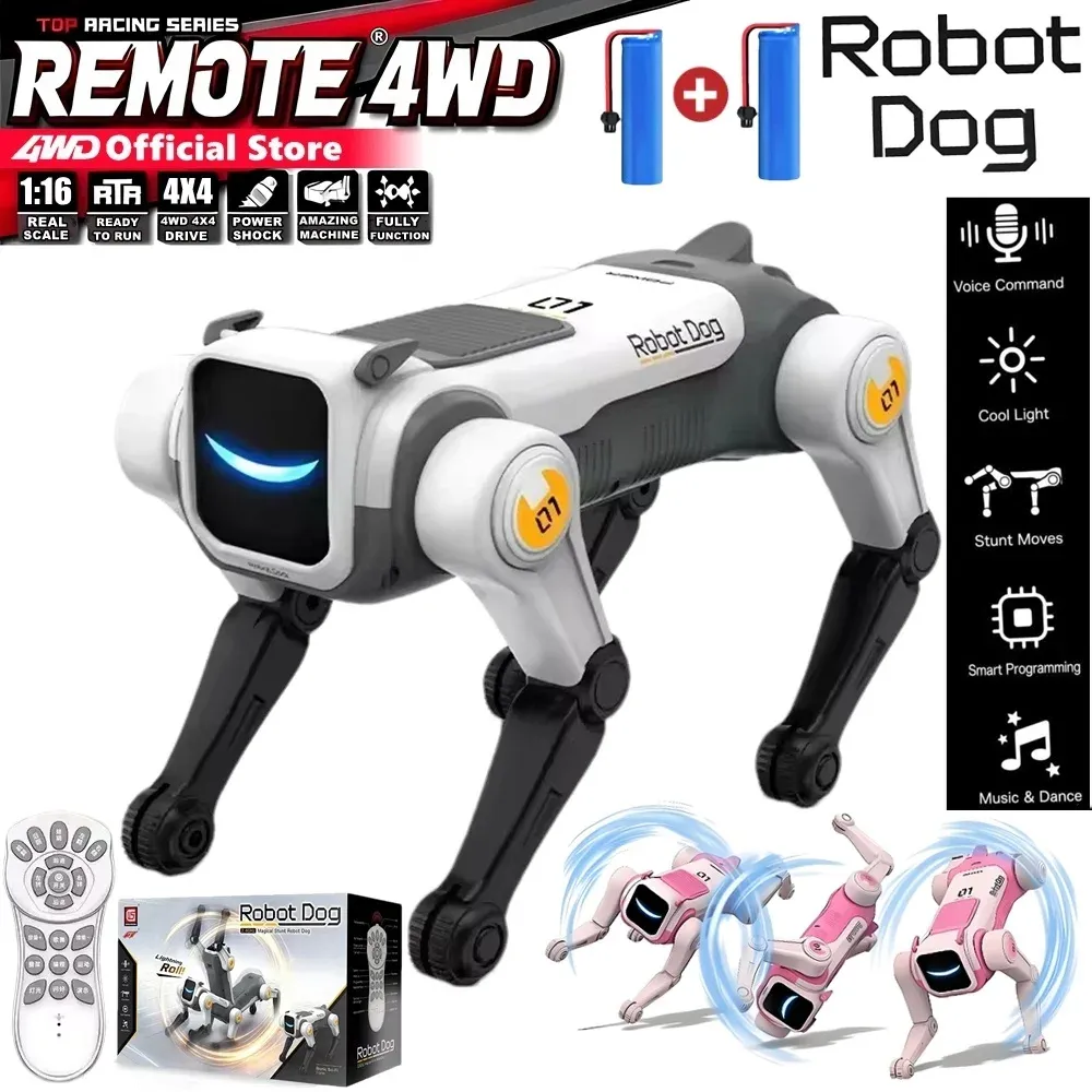 Perro Robot RC Inteligente con IA, Comandos de Voz, Programable, Canta, Baila, Acrobacias (1 Batería)