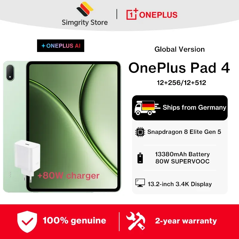 Tablet OnePlus Pad 4 12GB RAM 256GB Almacenamiento