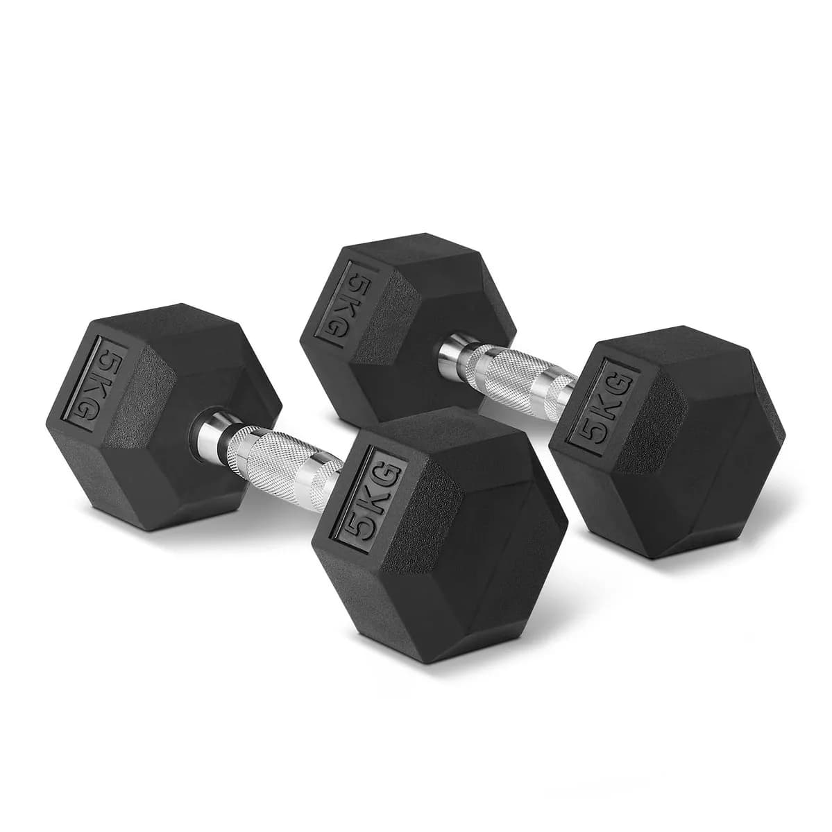 Amazon Basics Set Mancuernas Hexagonales Goma 5 kg (2 unidades)