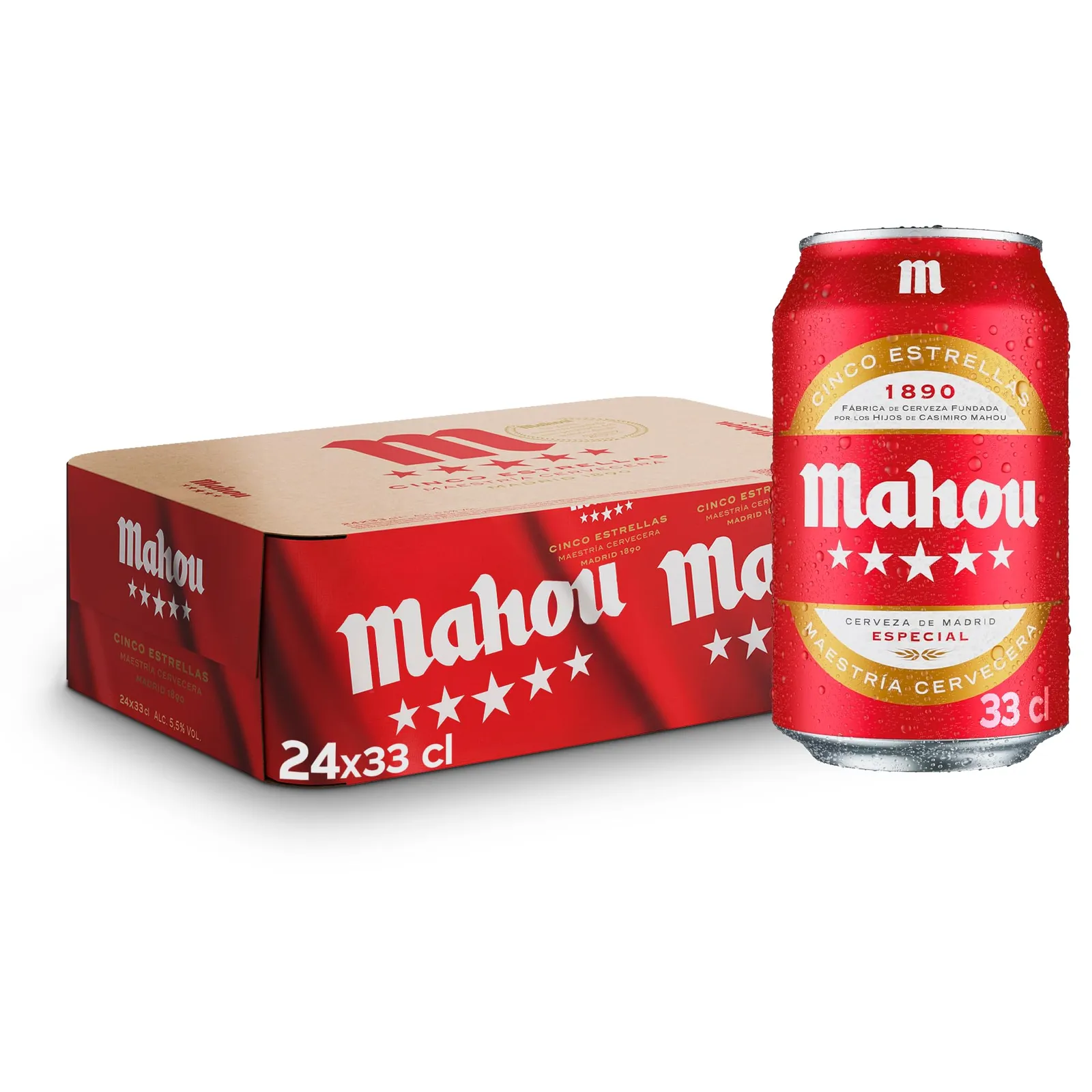 Pack 24 Latas Cerveza Mahou 5 Estrellas Dorada Lager 33cl