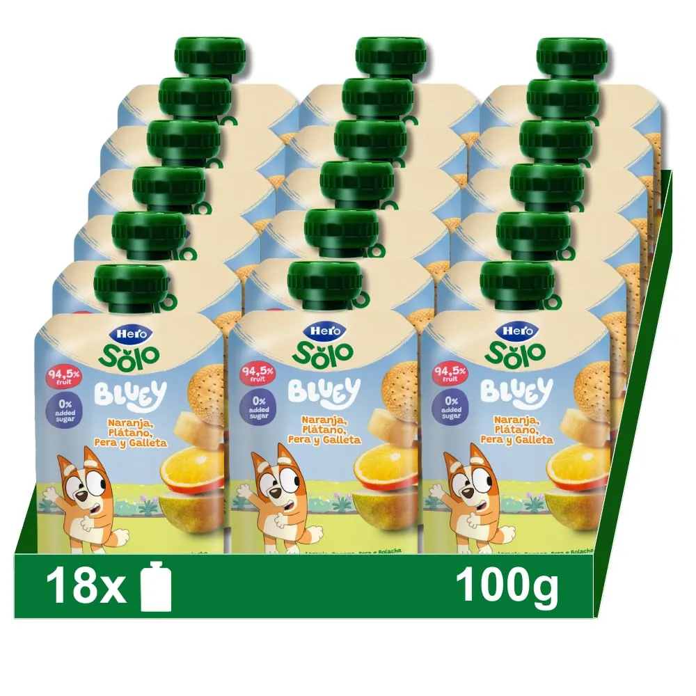 Pack 18x100g Hero Baby Mi Fruta (Naranja, Plátano, Pera y Galleta)