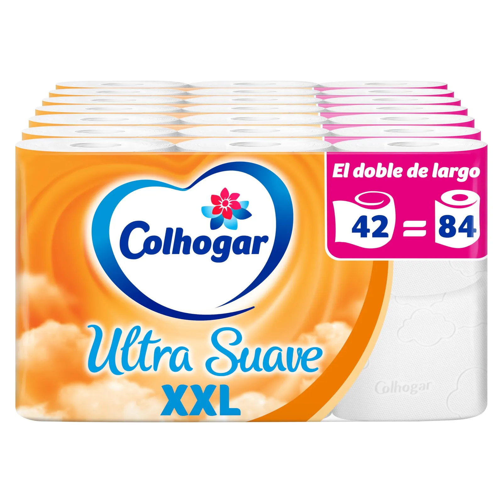 42 Rollos de Papel Higiénico Colhogar Doble Ultra Suave XXL