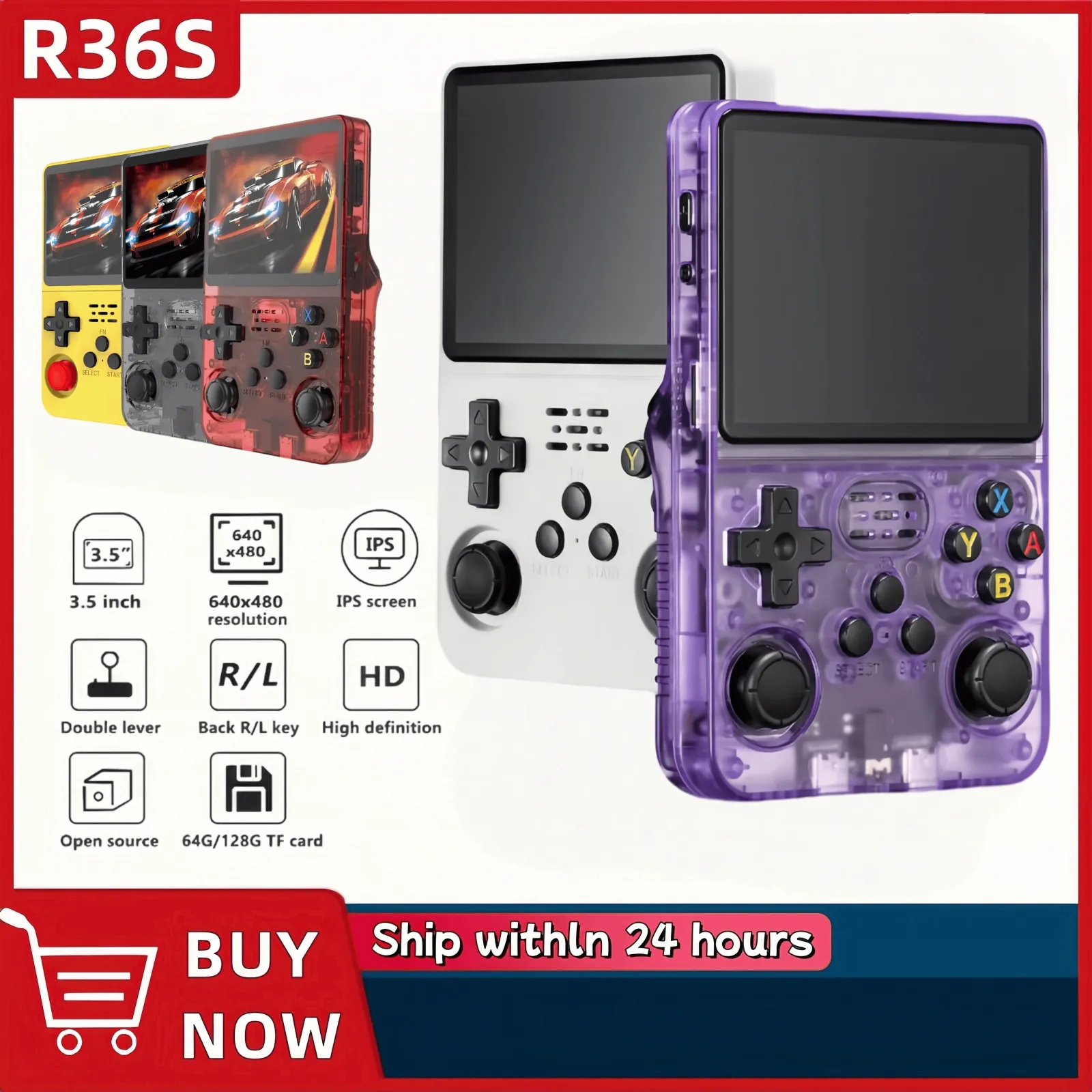 Consola portátil R36S con tarjeta SD 64 GB