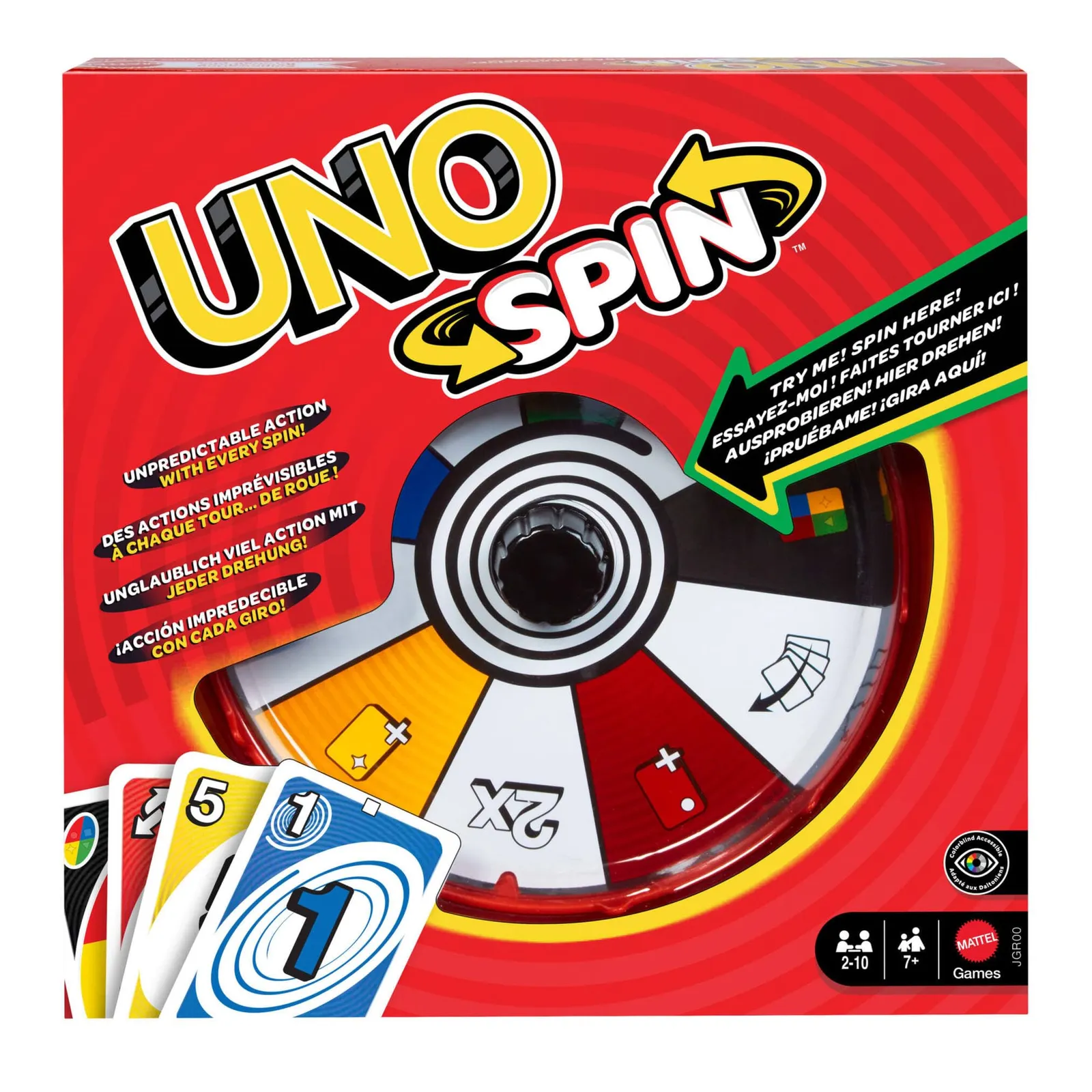 UNO Spin Mattel Games: Juego de cartas con ruleta
