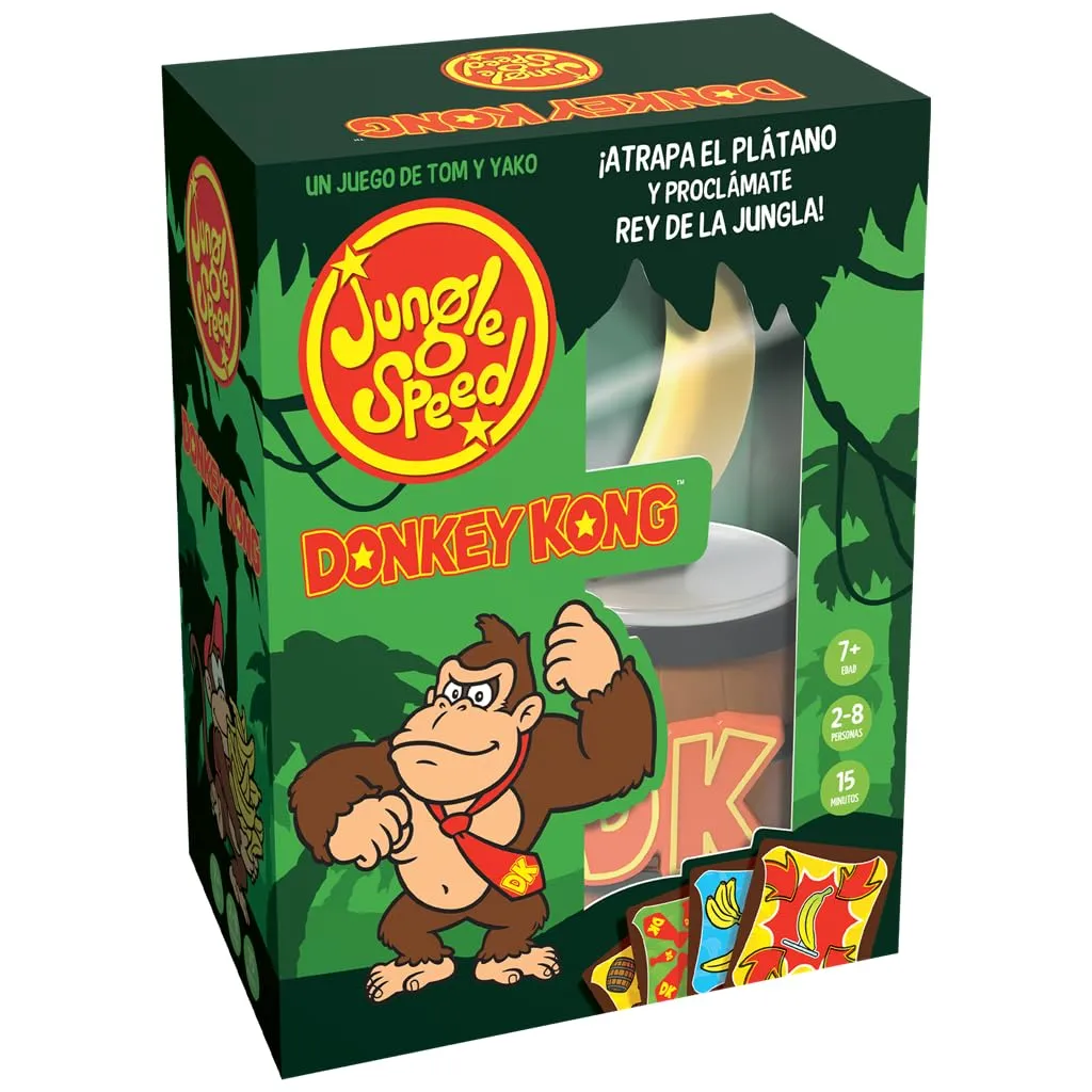 Asmodee Jungle Speed Donkey Kong: Edición Especial con Tótem de Plátano y Componentes Exclusivos
