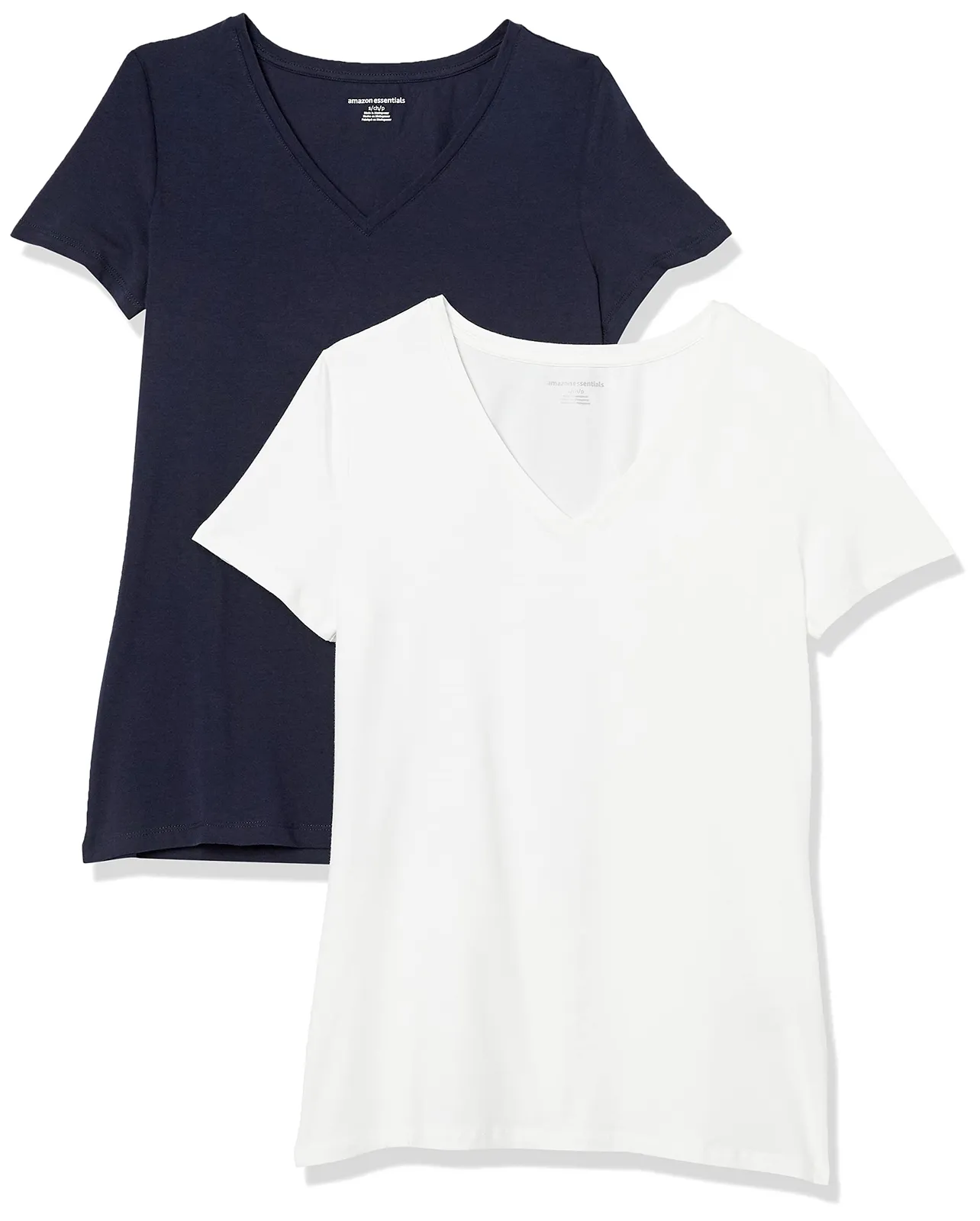 Pack 2 Camisetas Manga Corta Cuello Pico Mujer Amazon Essentials (varias tallas)